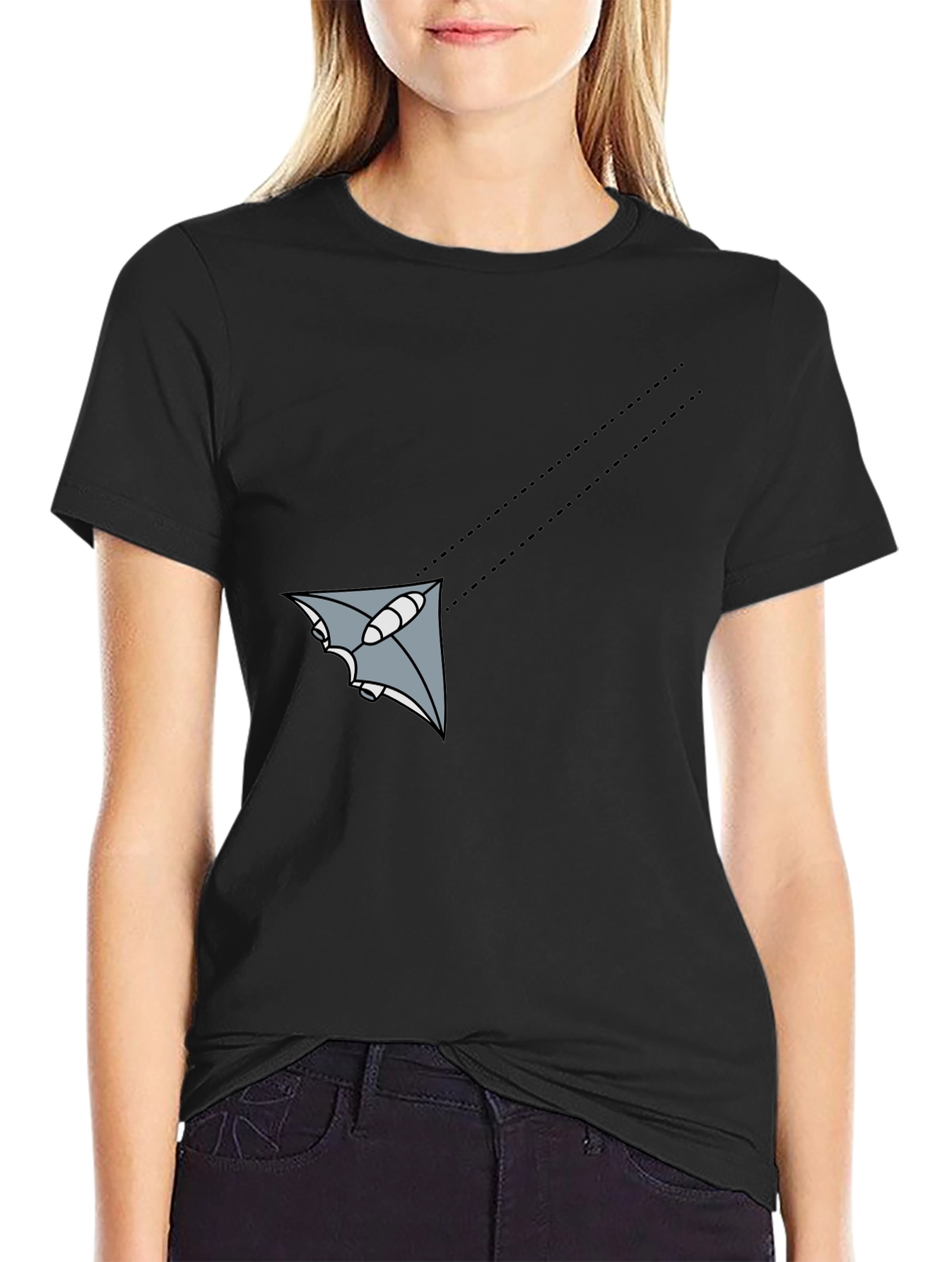 Mens Black Graphic Tee - Flying Object Design