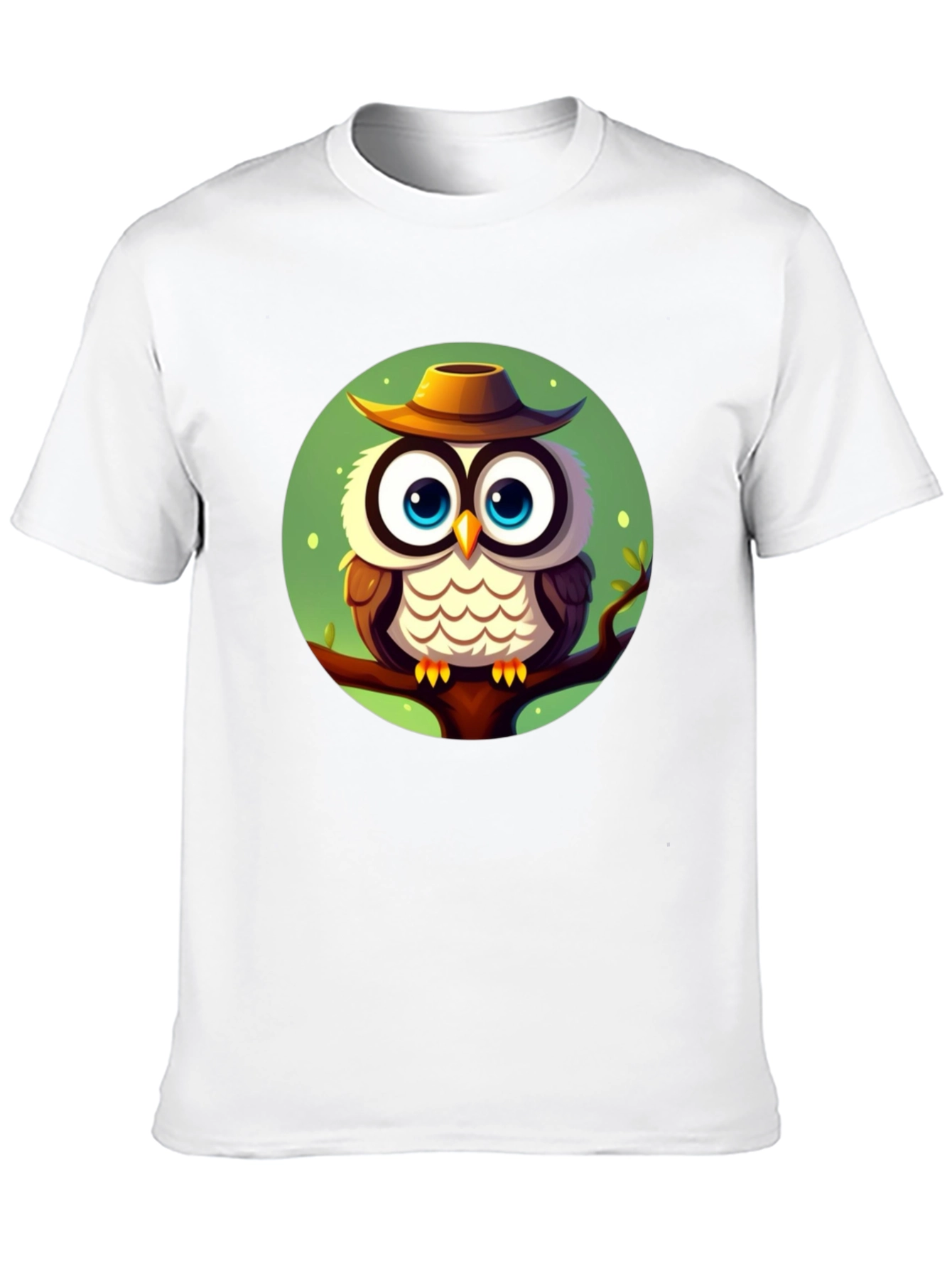 Owl with Hat Graphic Tee - Mens Black T-Shirt