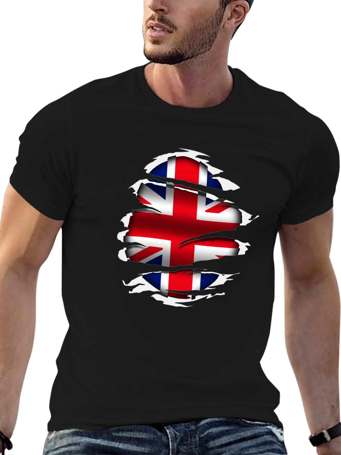 Union Jack Flag Ripped T-Shirt