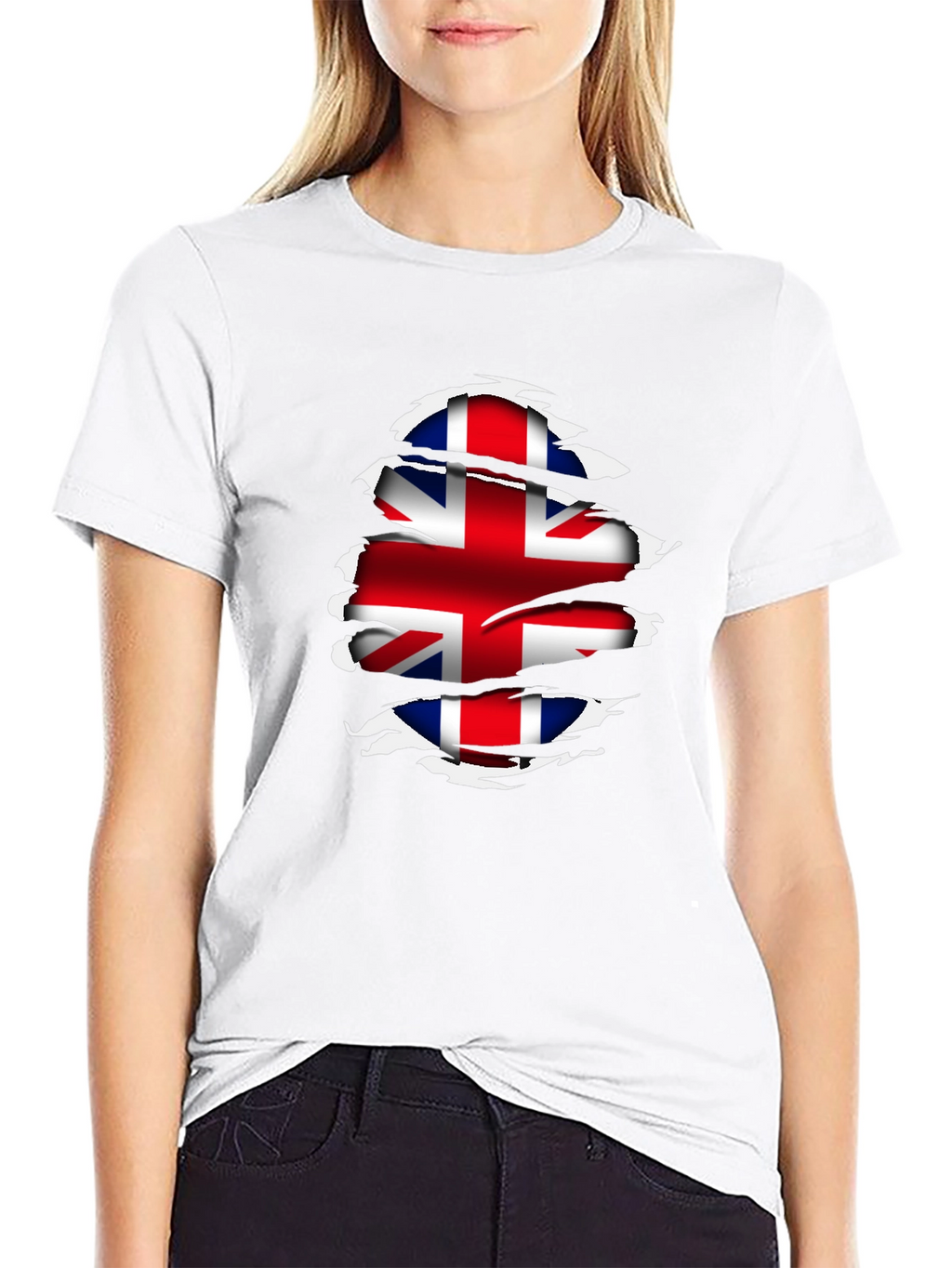 Union Jack Flag Ripped T-Shirt