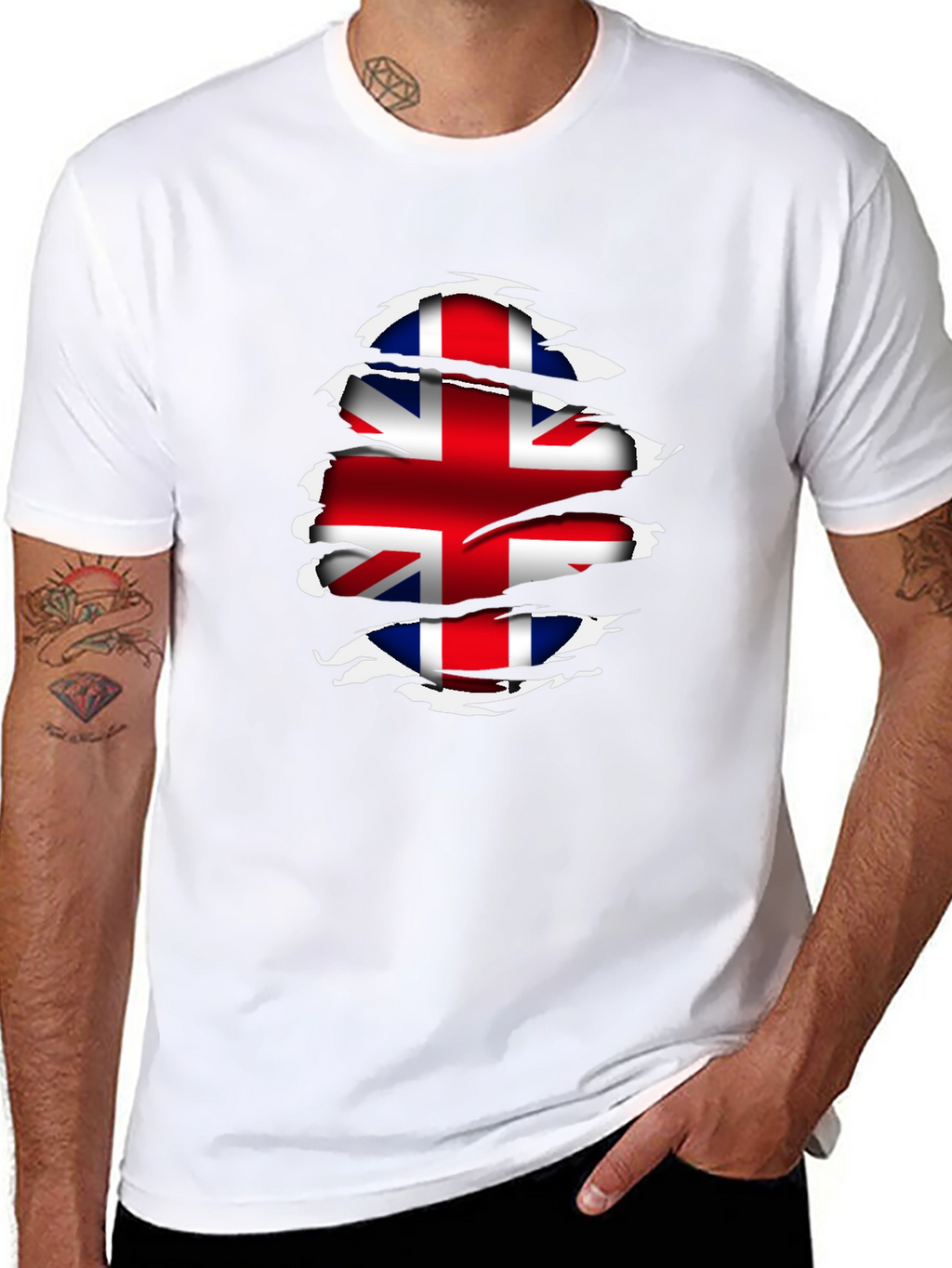 Union Jack Flag Ripped T-Shirt