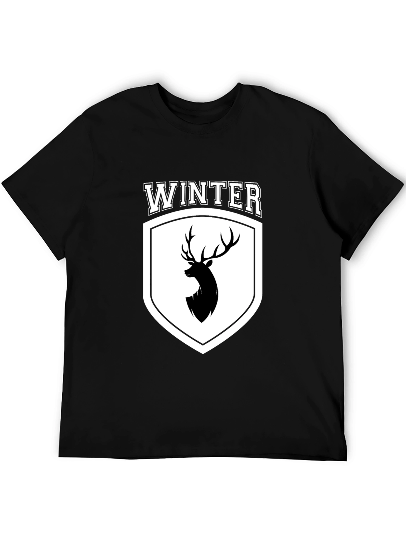 Winter Deer Crest Black T-Shirt