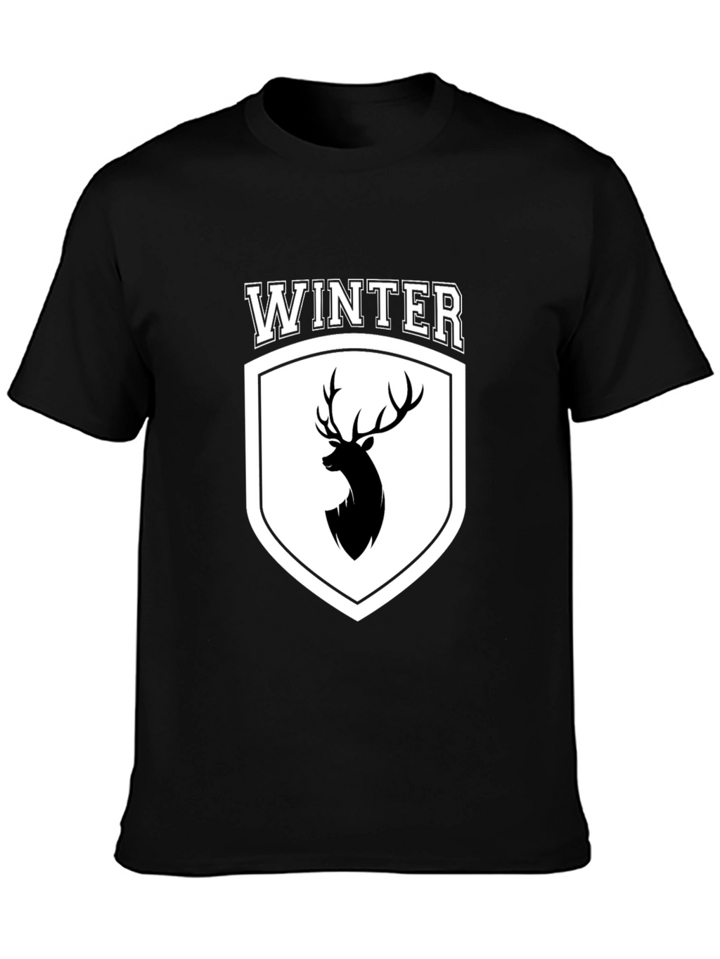 Winter Deer Crest Black T-Shirt