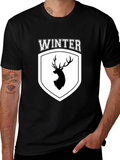 Winter Deer Crest Black T-Shirt
