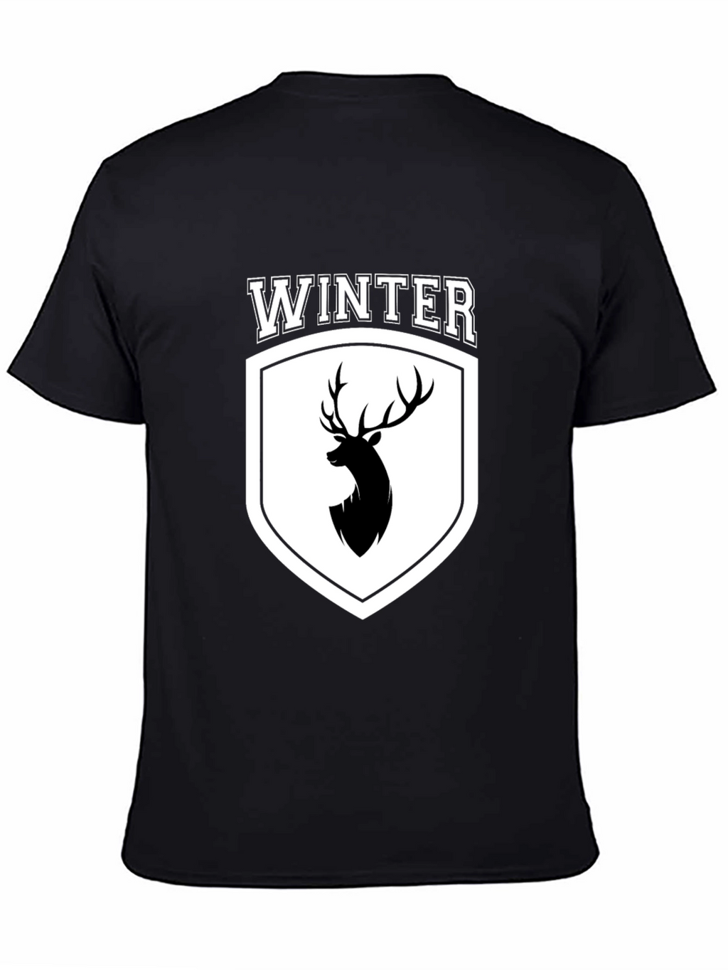 Winter Deer Crest Black T-Shirt