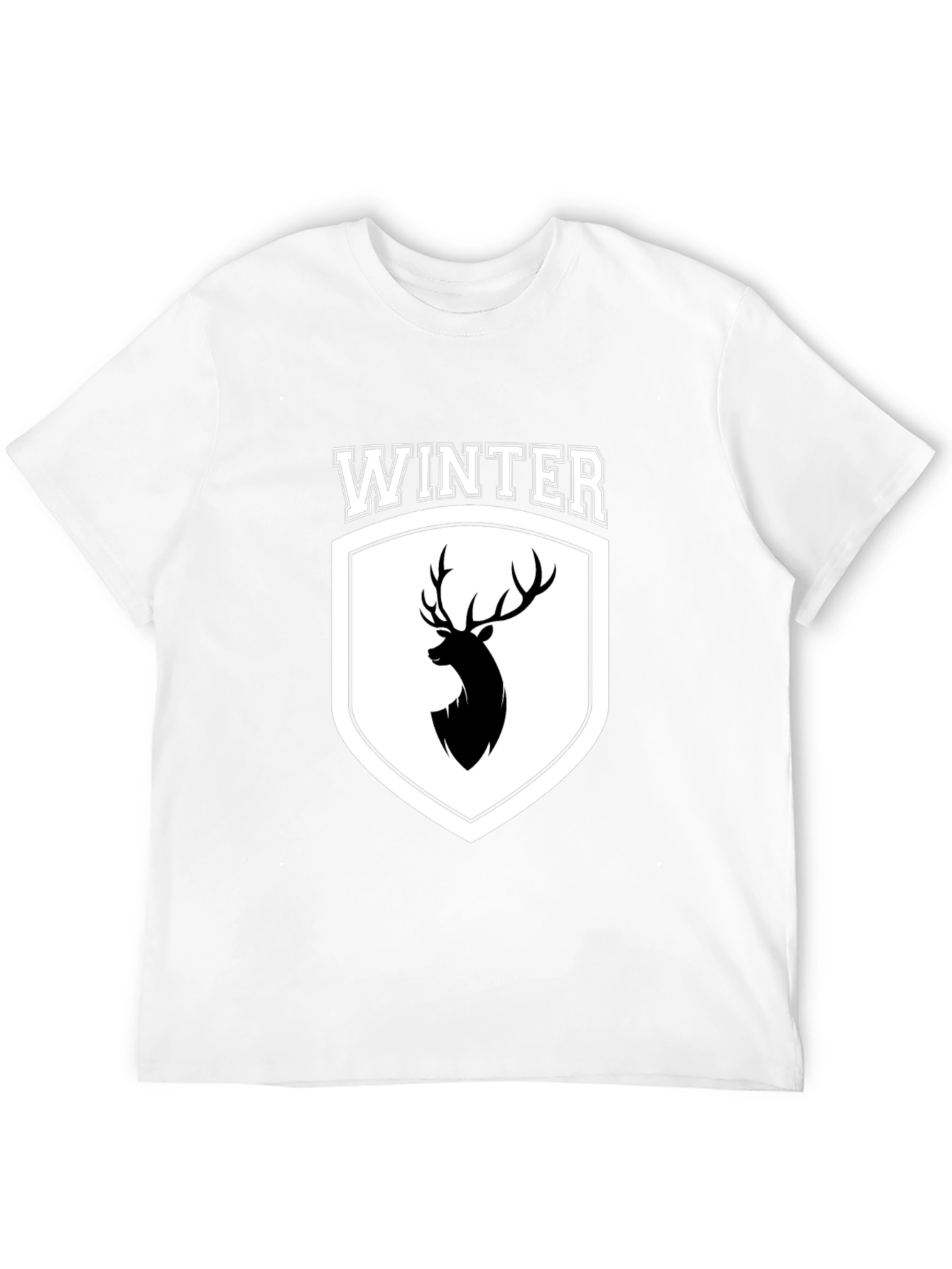 Winter Deer Crest Black T-Shirt