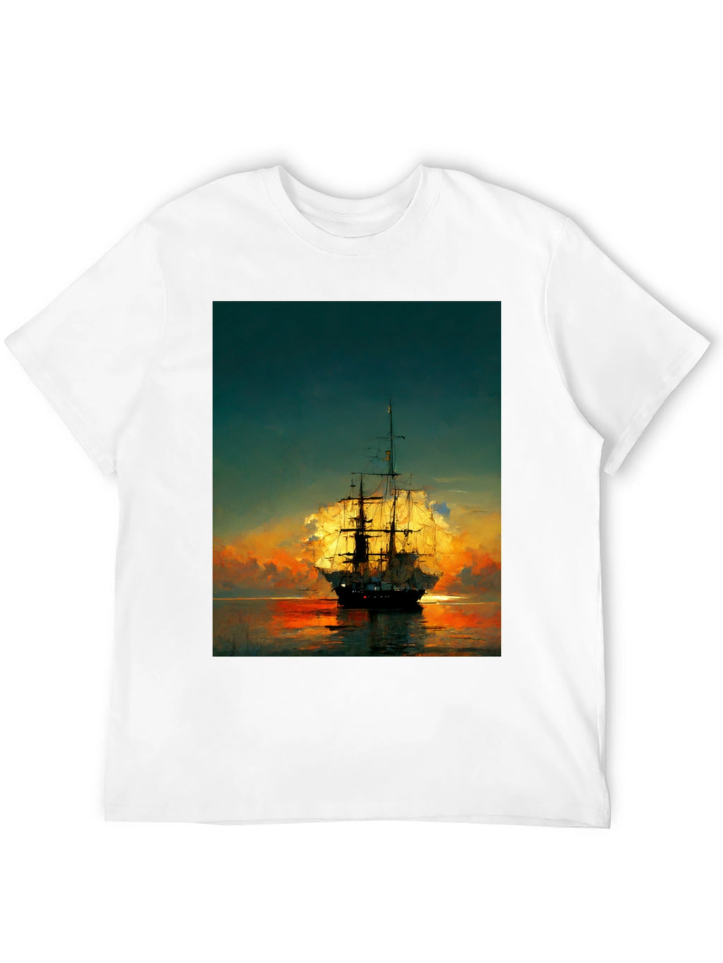 Sailing Ship Sunset Graphic T-Shirt