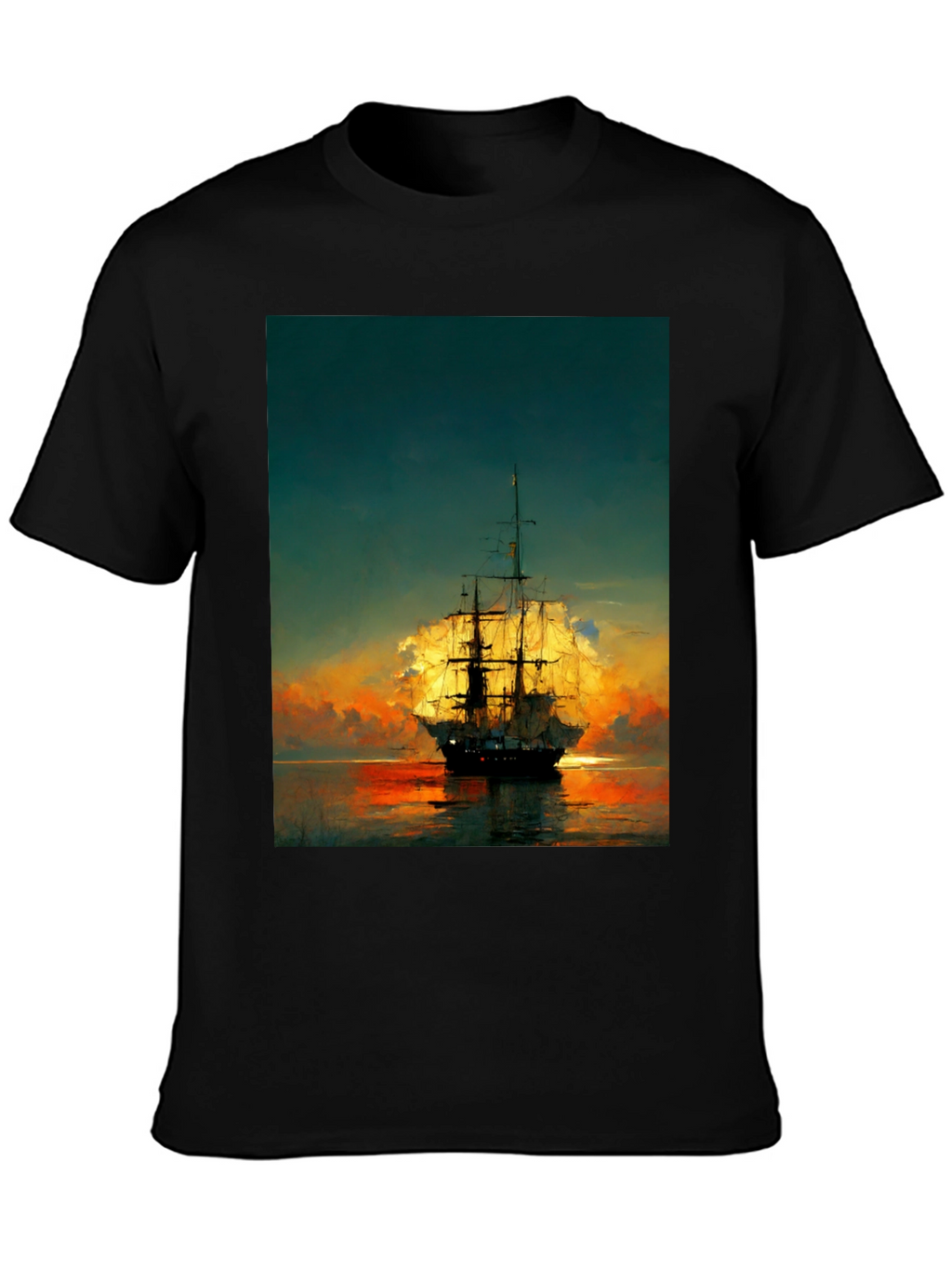 Sailing Ship Sunset Graphic T-Shirt