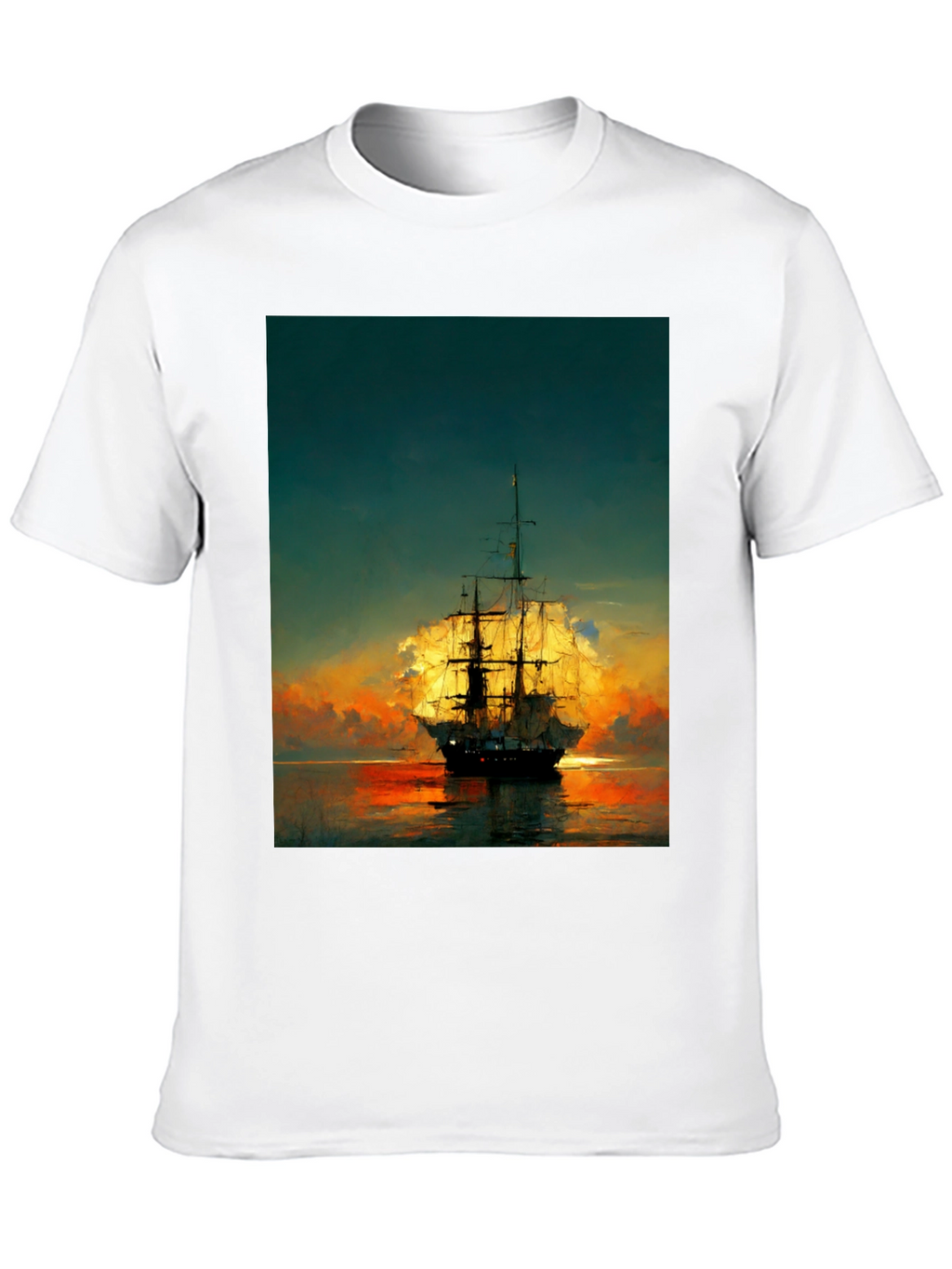 Sailing Ship Sunset Graphic T-Shirt