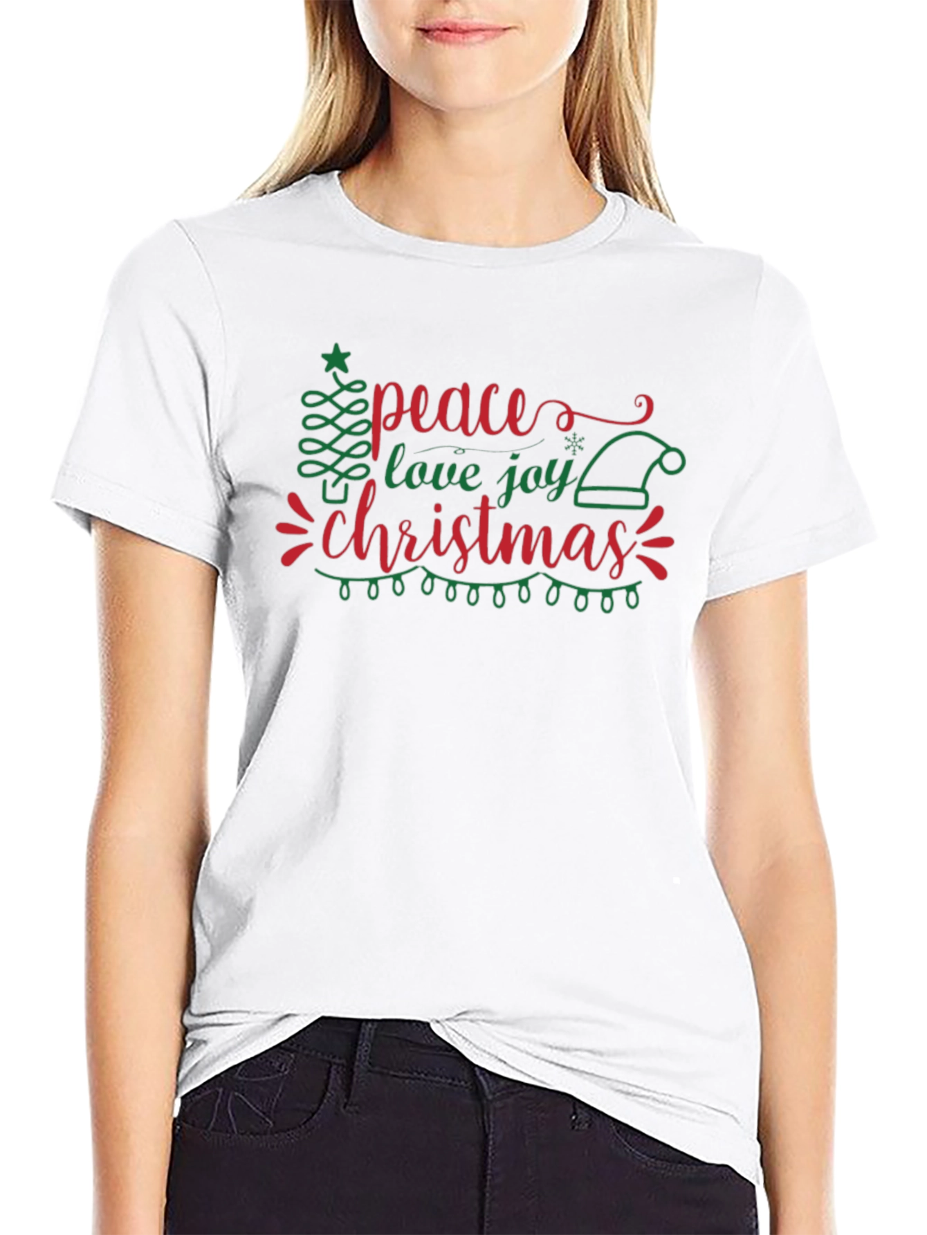 Peace Love Joy Christmas Black Holiday T-Shirt