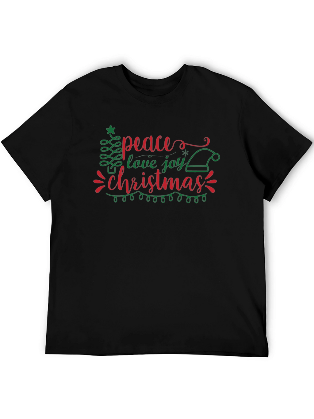 Peace Love Joy Christmas Black Holiday T-Shirt
