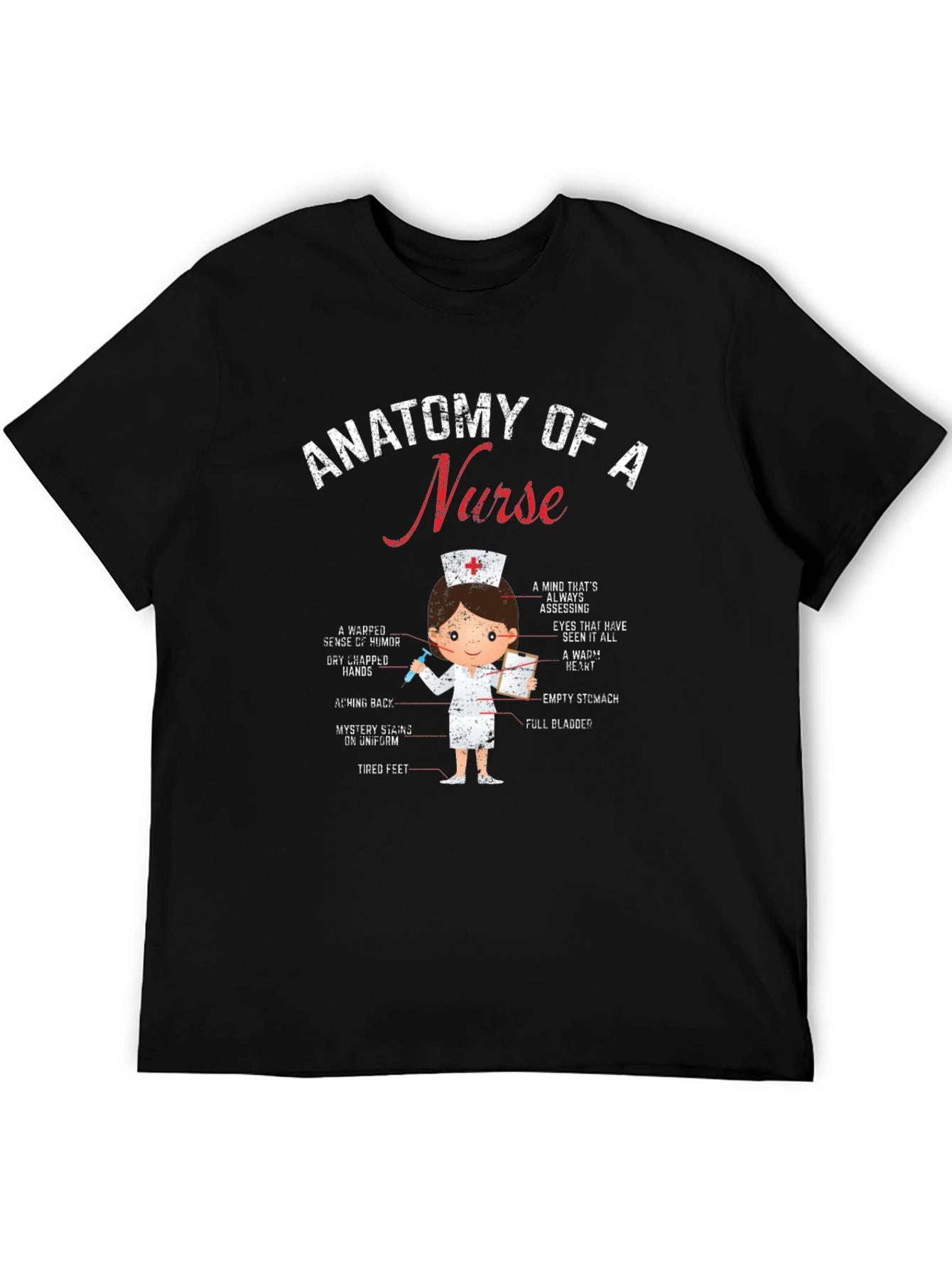 Anatomy of a Nurse Black Graphic Tee