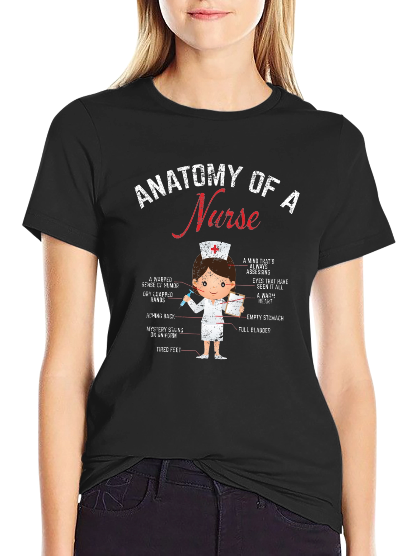 Anatomy of a Nurse Black Graphic Tee