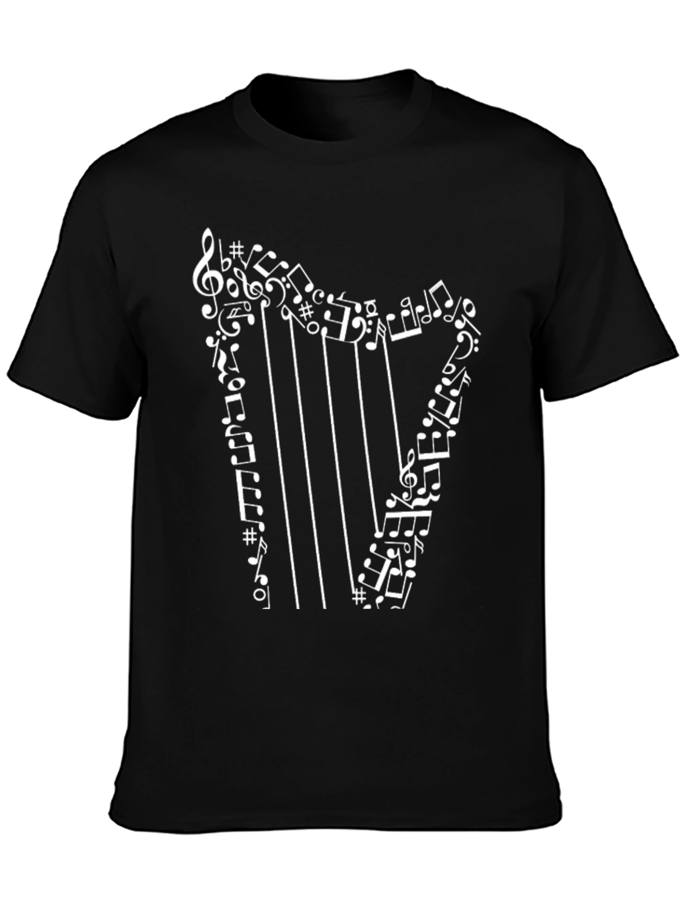 Musical Harp T-Shirt - Black Graphic Tee