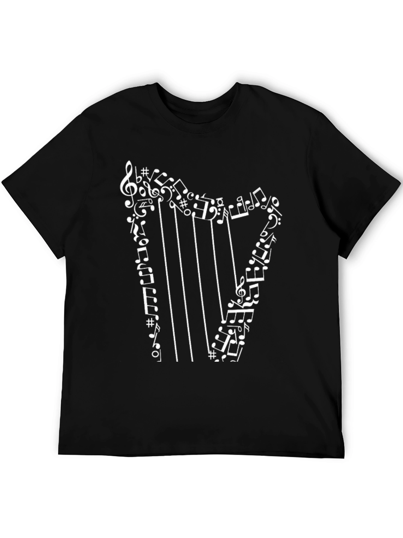 Musical Harp T-Shirt - Black Graphic Tee
