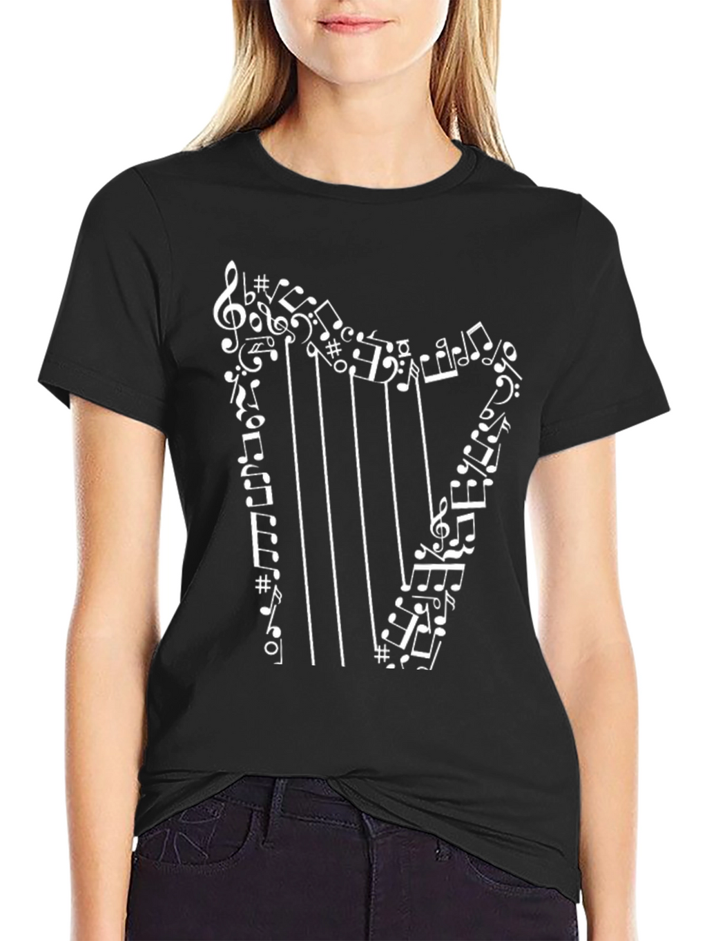 Musical Harp T-Shirt - Black Graphic Tee