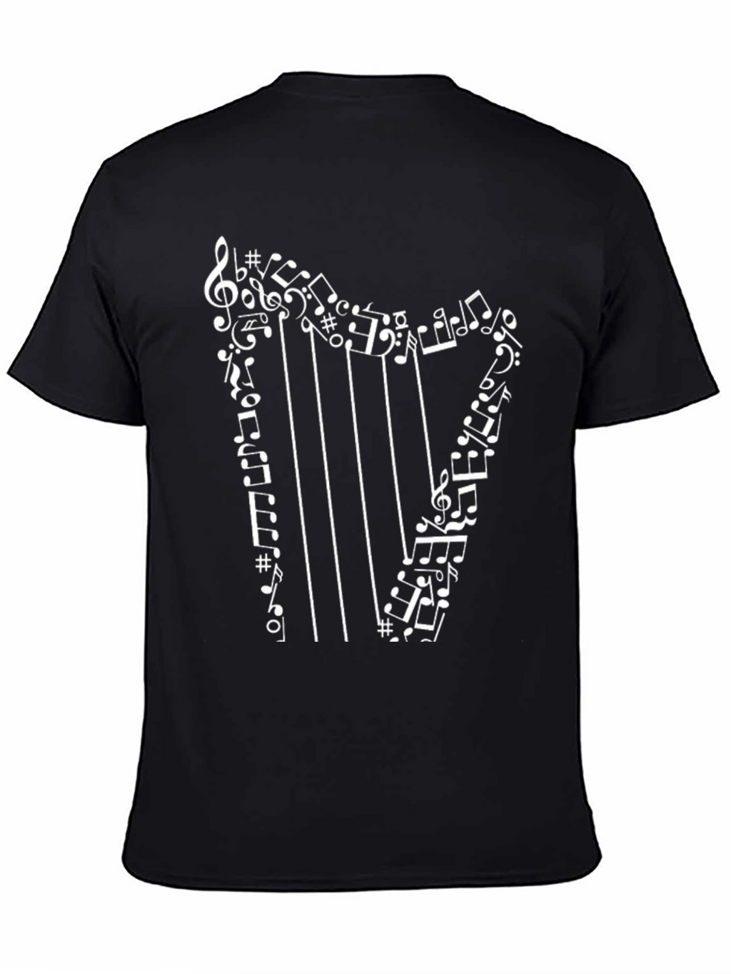 Musical Harp T-Shirt - Black Graphic Tee