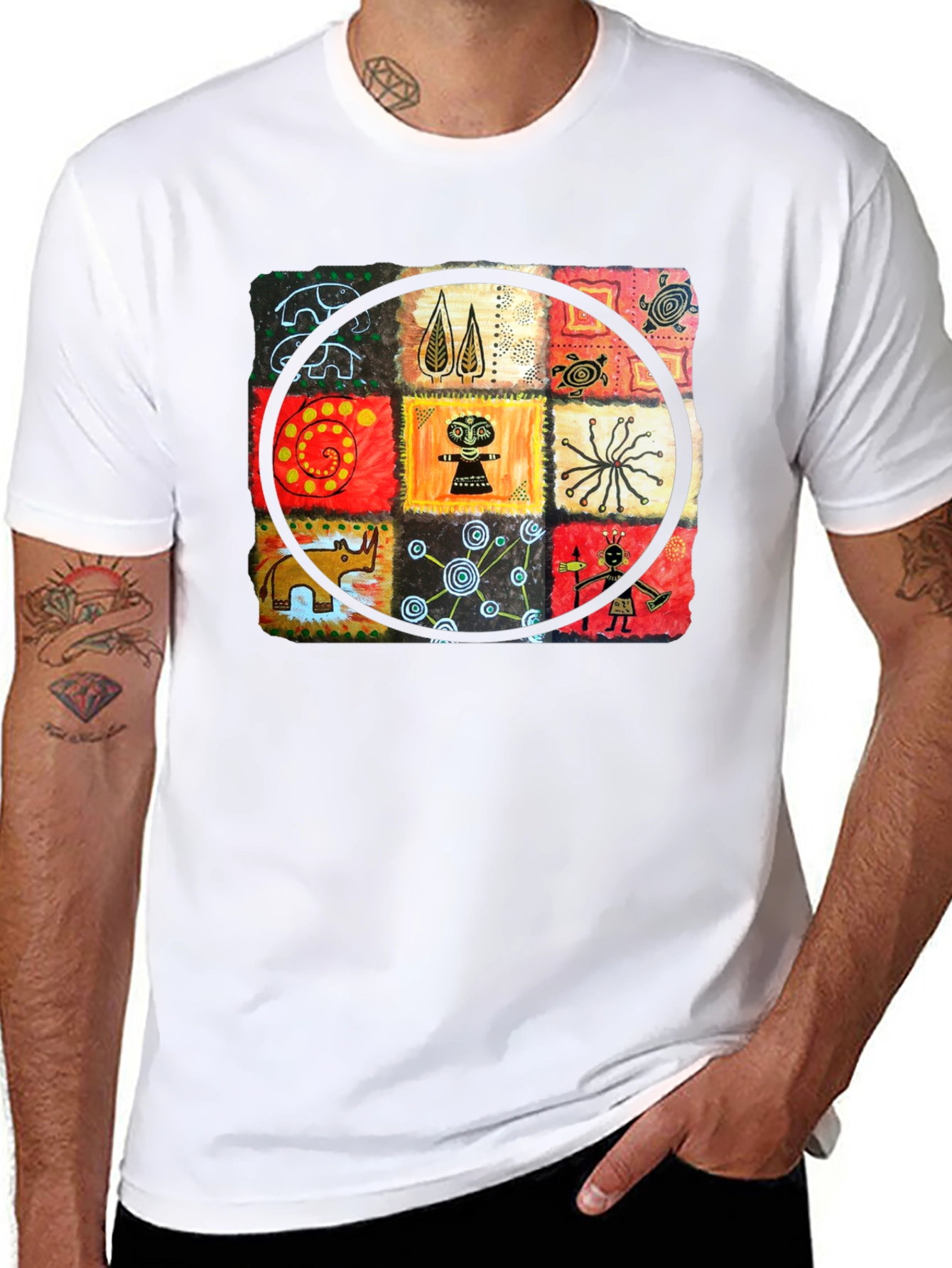 Abstract Art Graphic Print Crew Neck T-Shirt