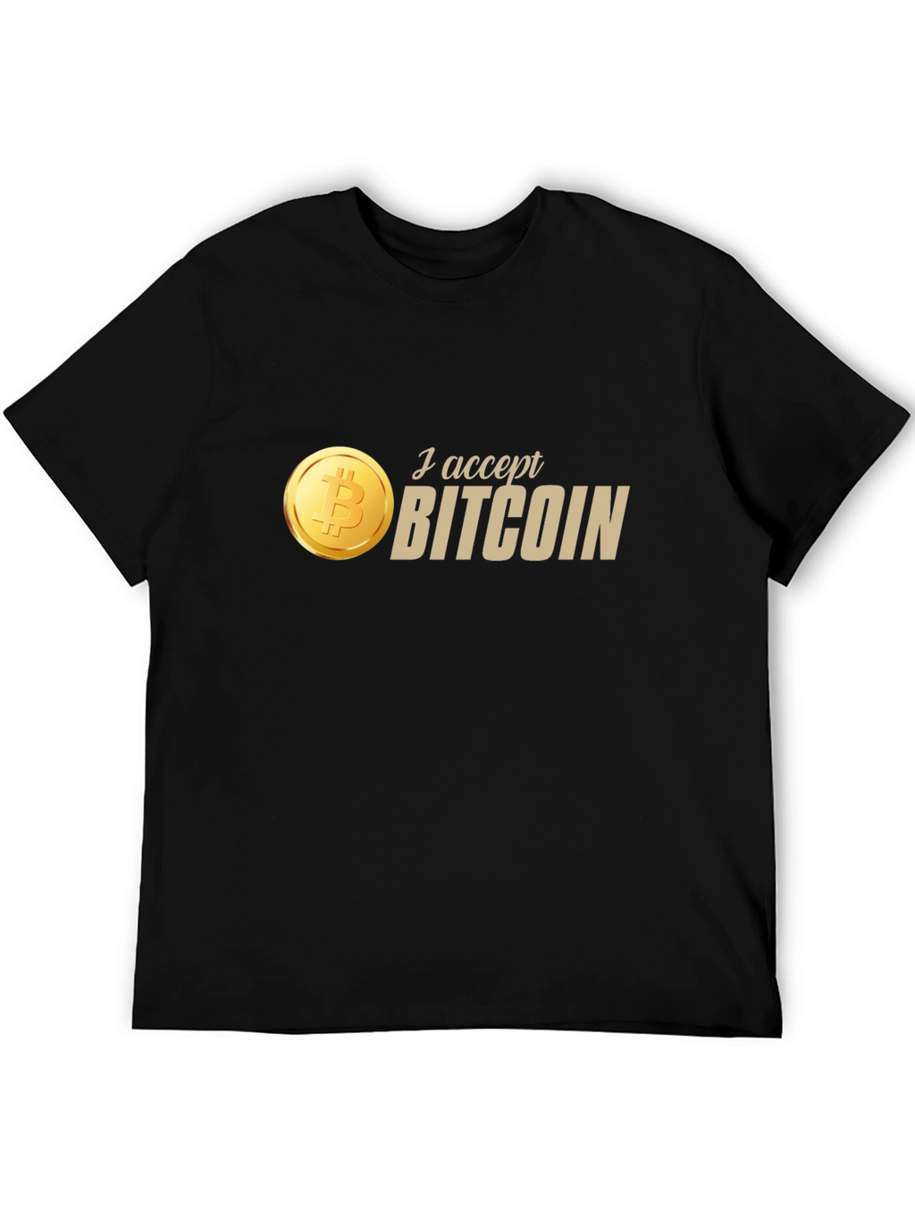 I Accept Bitcoin Black T-Shirt - Crypto Currency Tee