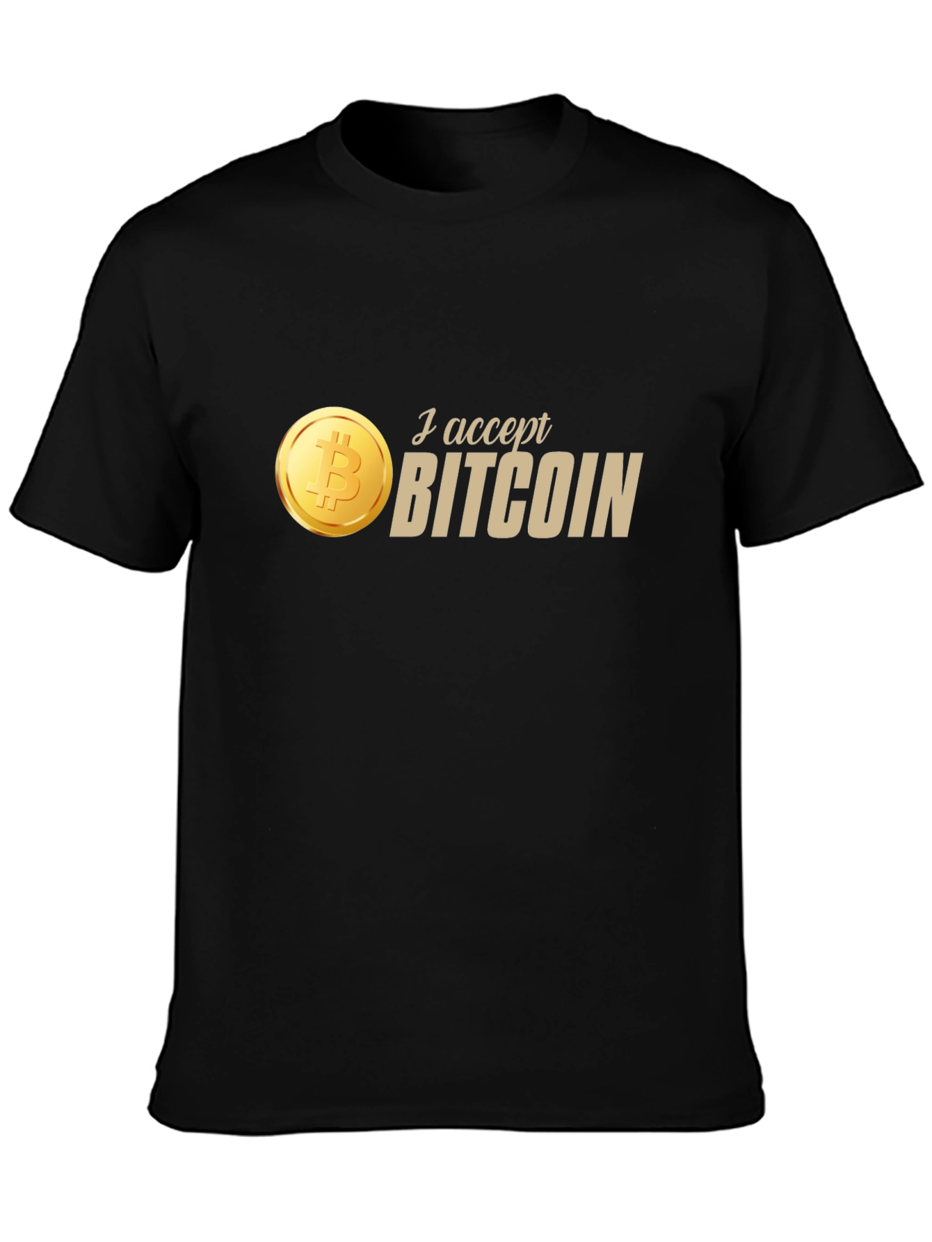 I Accept Bitcoin Black T-Shirt - Crypto Currency Tee