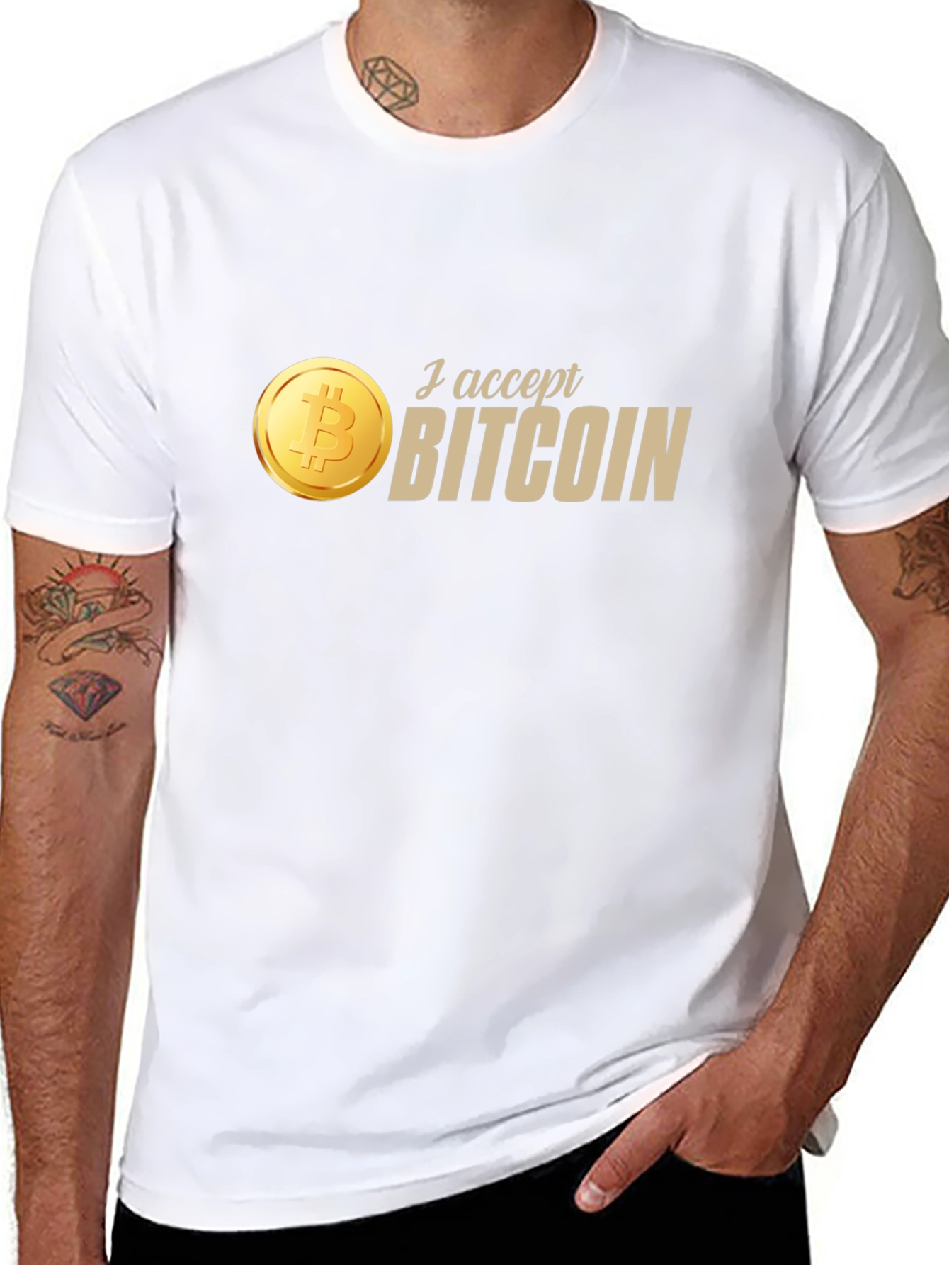 I Accept Bitcoin Black T-Shirt - Crypto Currency Tee