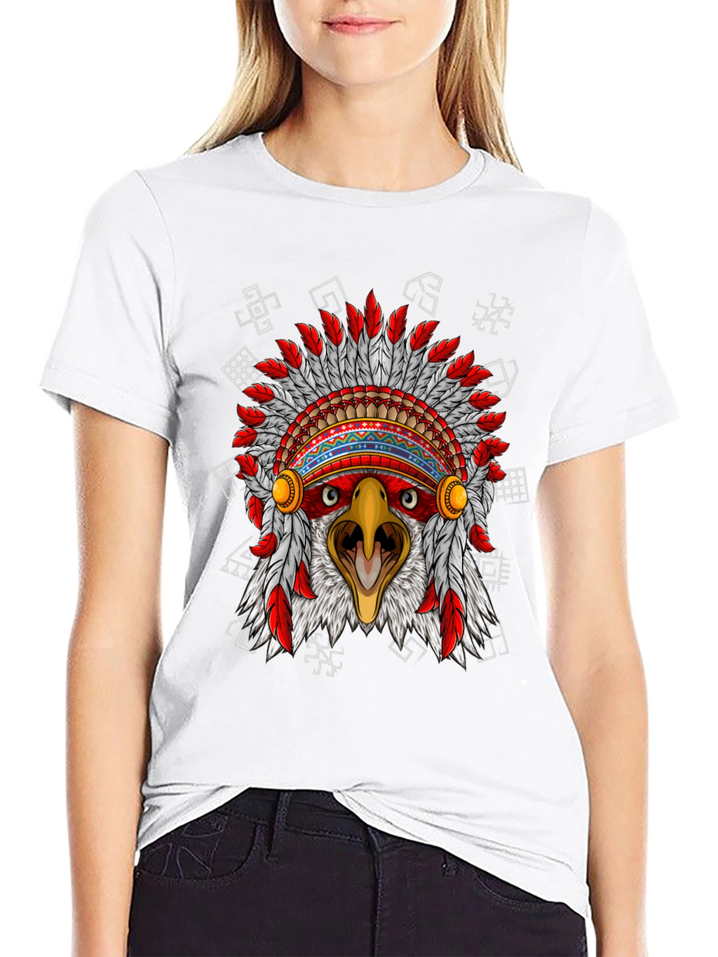 Eagle Headdress Graphic Black T-Shirt