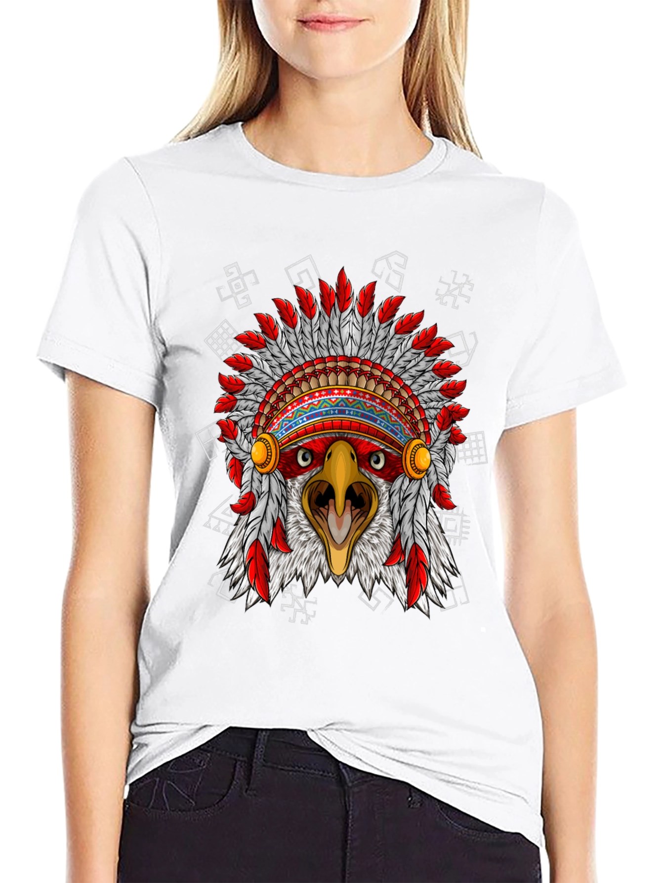 Eagle Headdress Graphic Black T-Shirt