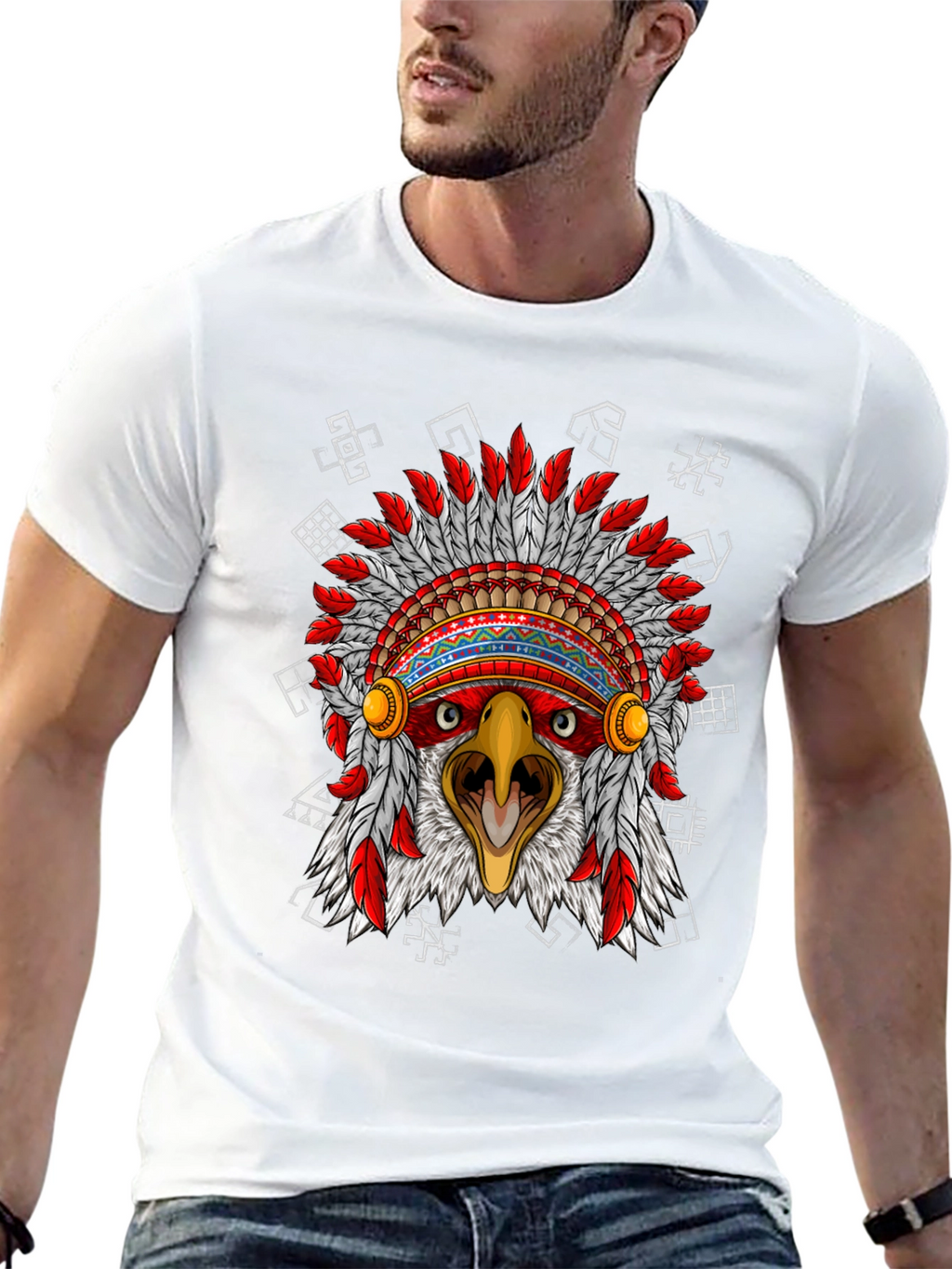 Eagle Headdress Graphic Black T-Shirt