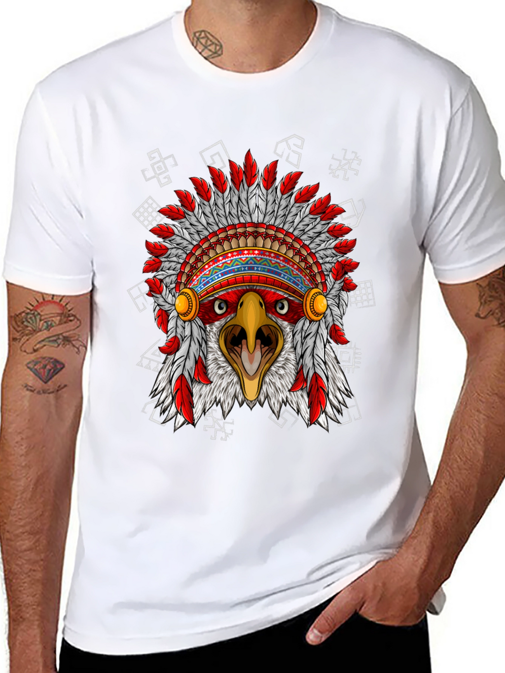 Eagle Headdress Graphic Black T-Shirt