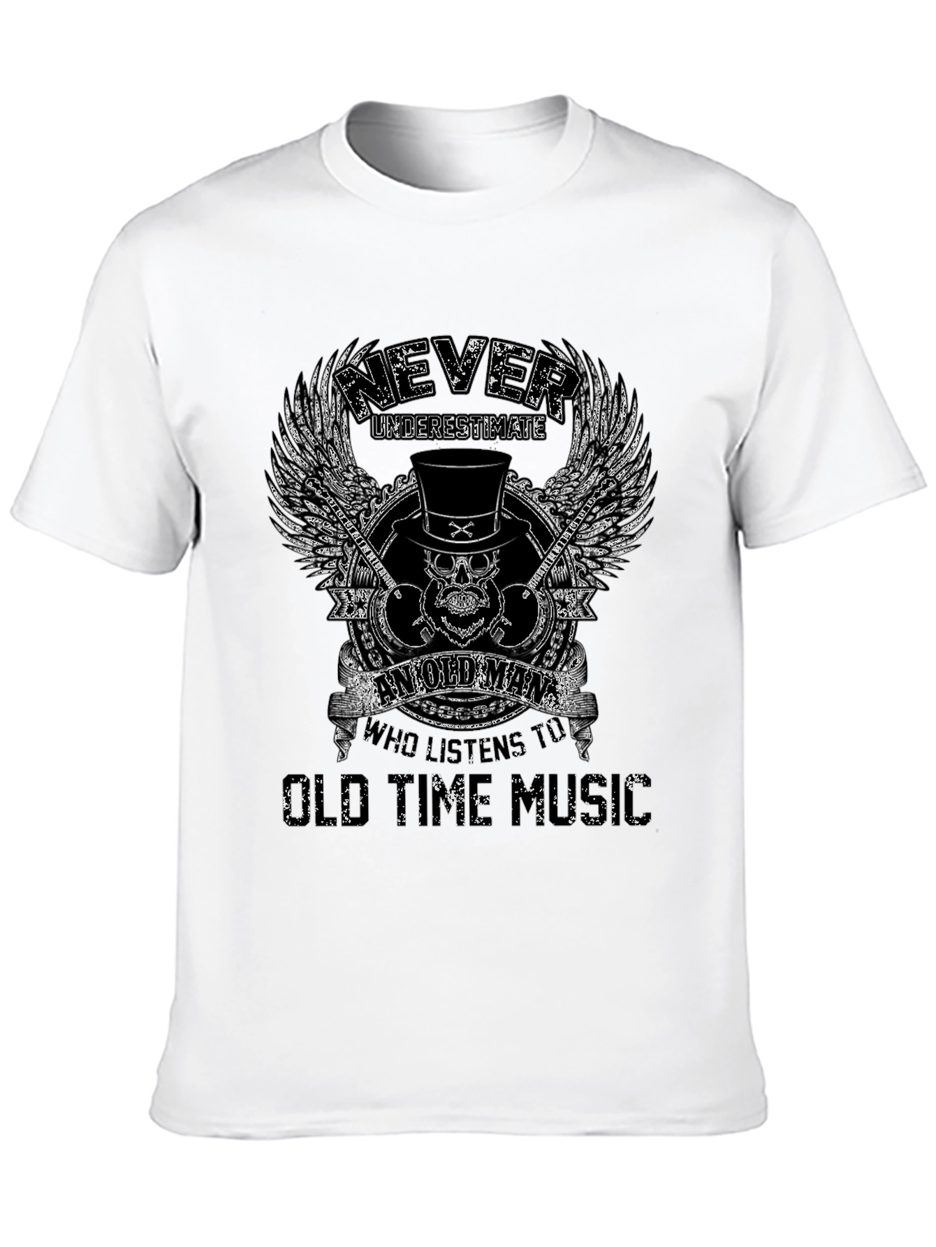 Never Underestimate Old Man Music T-Shirt
