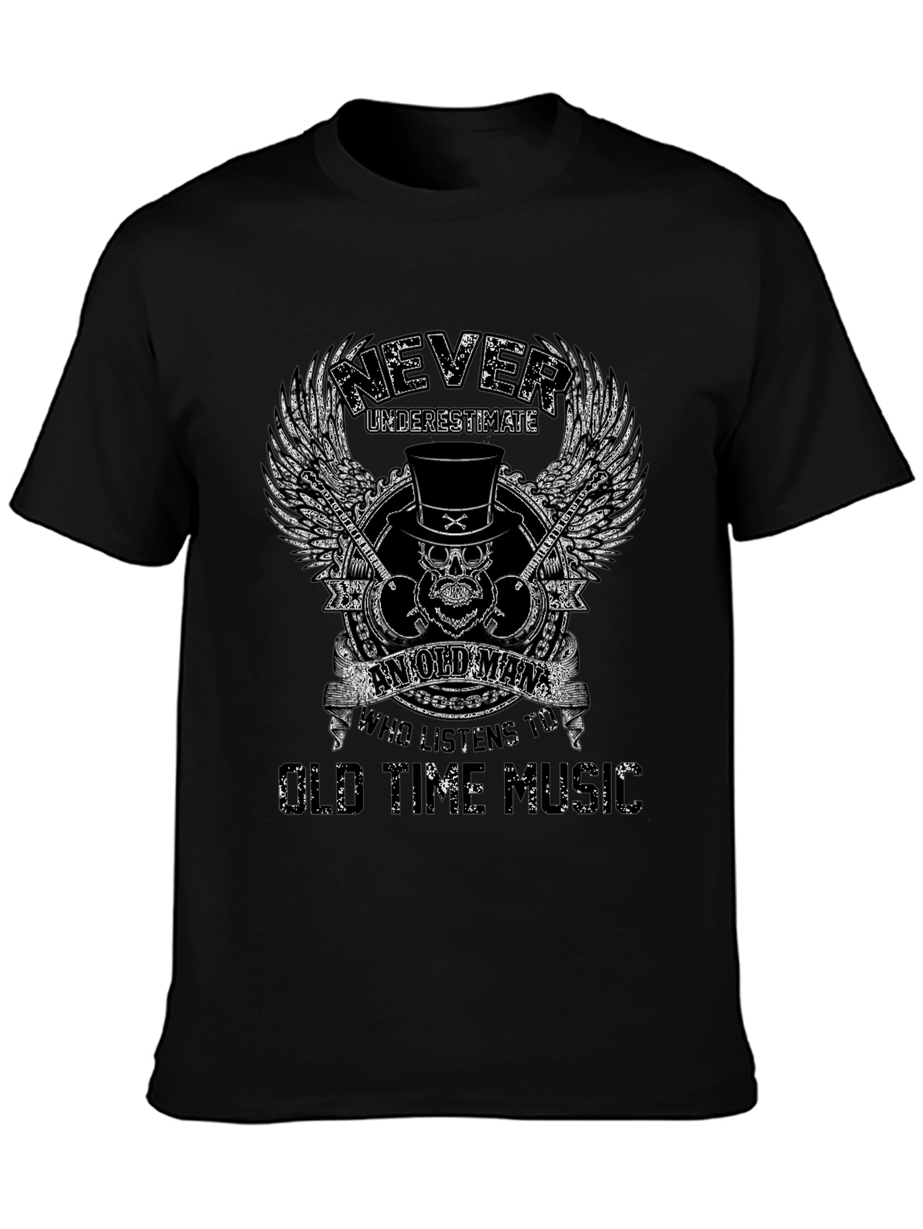 Never Underestimate Old Man Music T-Shirt