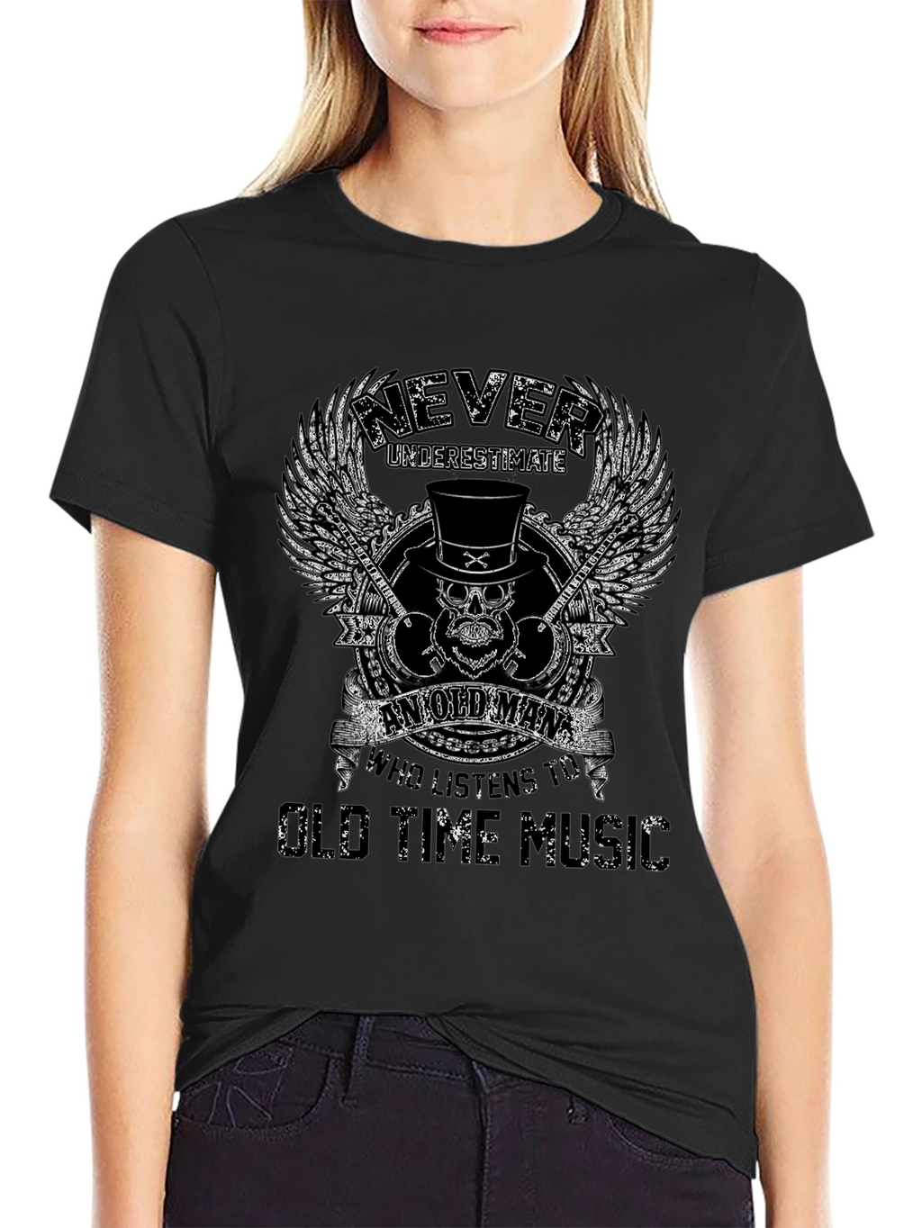 Never Underestimate Old Man Music T-Shirt