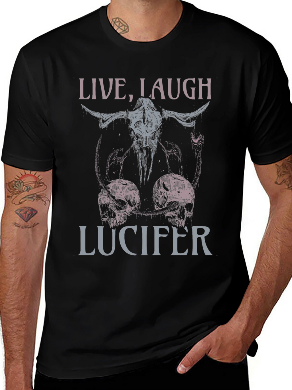 Live Laugh Lucifer T-Shirt: Dark Humor Graphic Tee