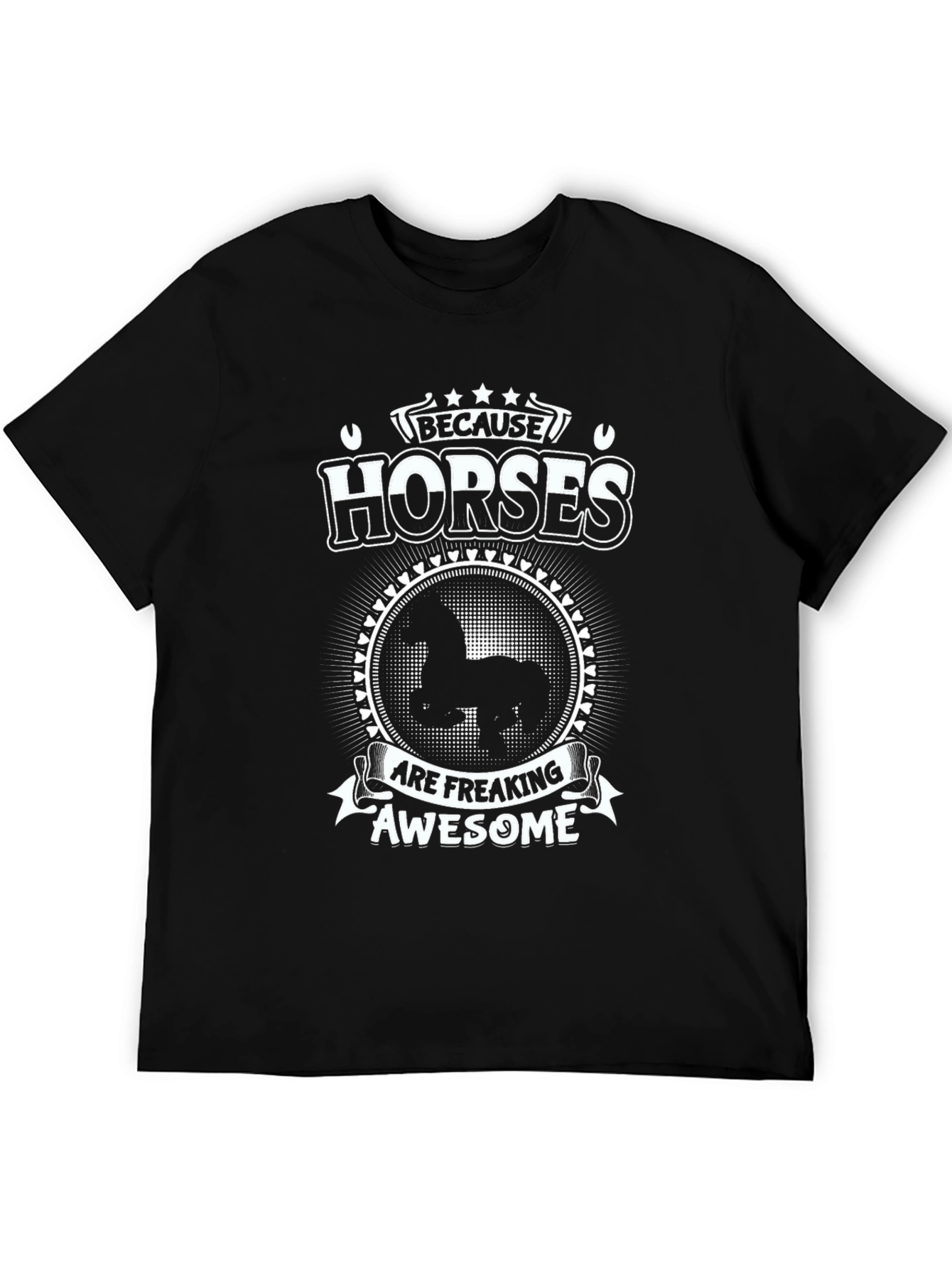 Horses are Awesome Black Graphic Tee