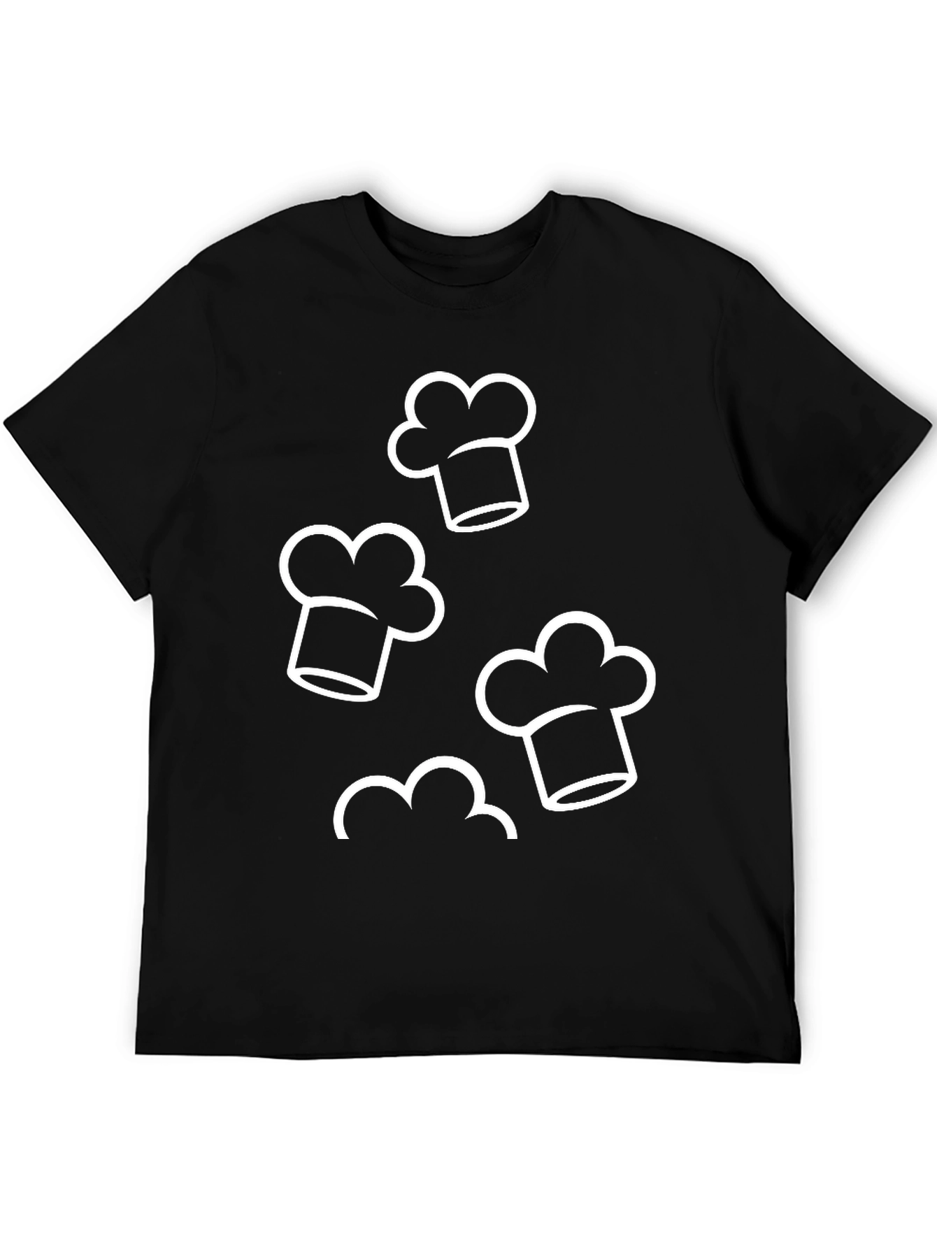 Chef Hat Pattern Black T-Shirt