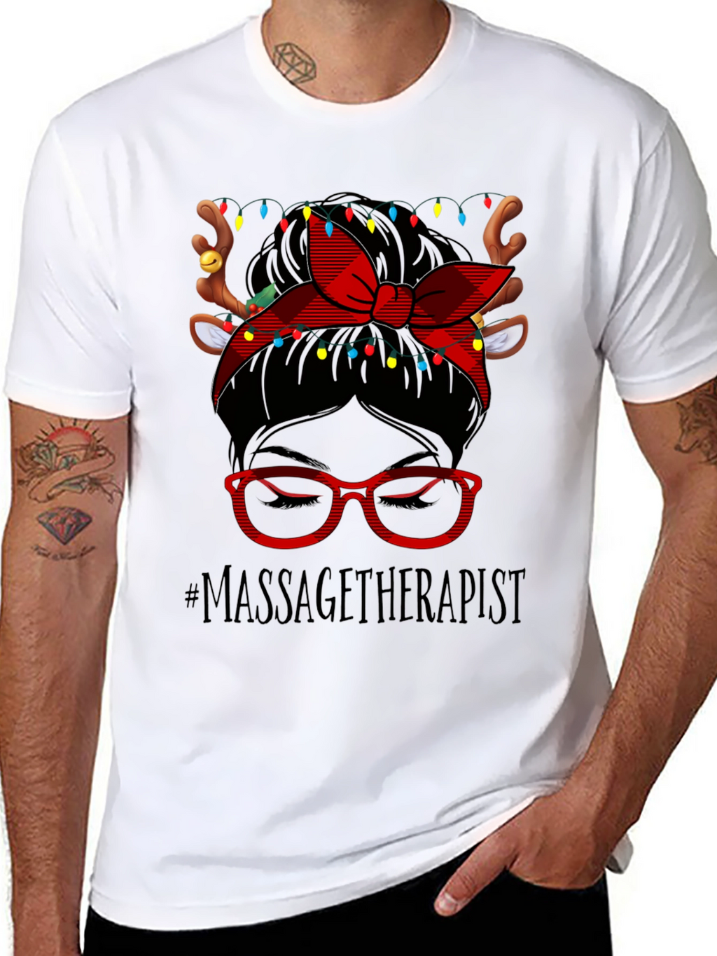 Massage Therapist Reindeer Christmas T-Shirt