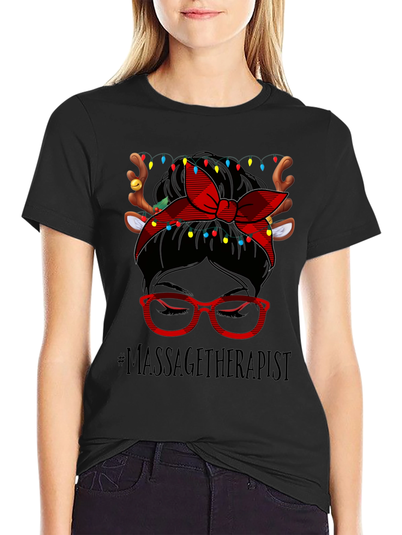 Massage Therapist Reindeer Christmas T-Shirt