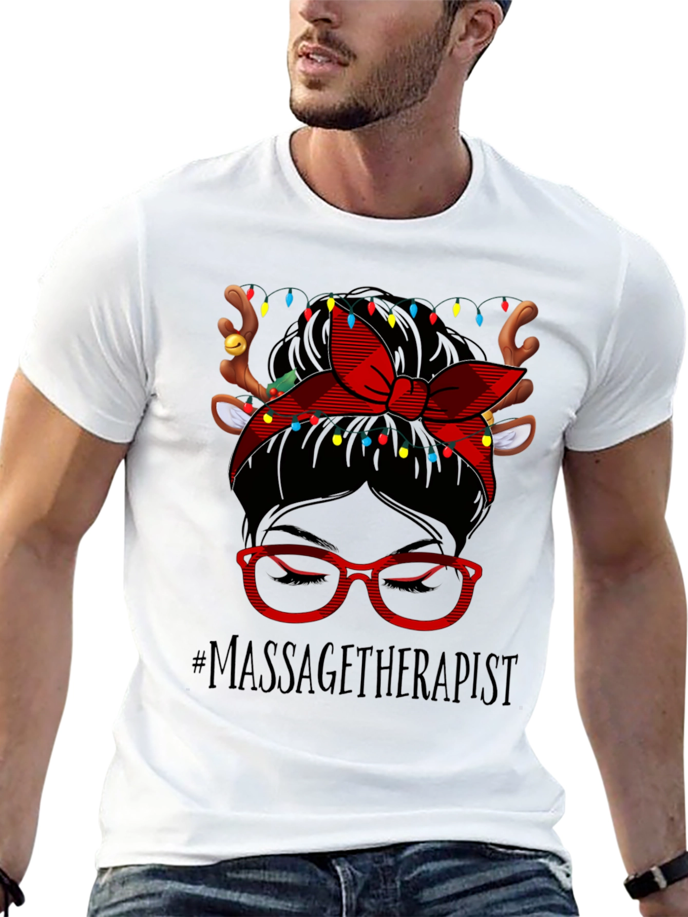 Massage Therapist Reindeer Christmas T-Shirt