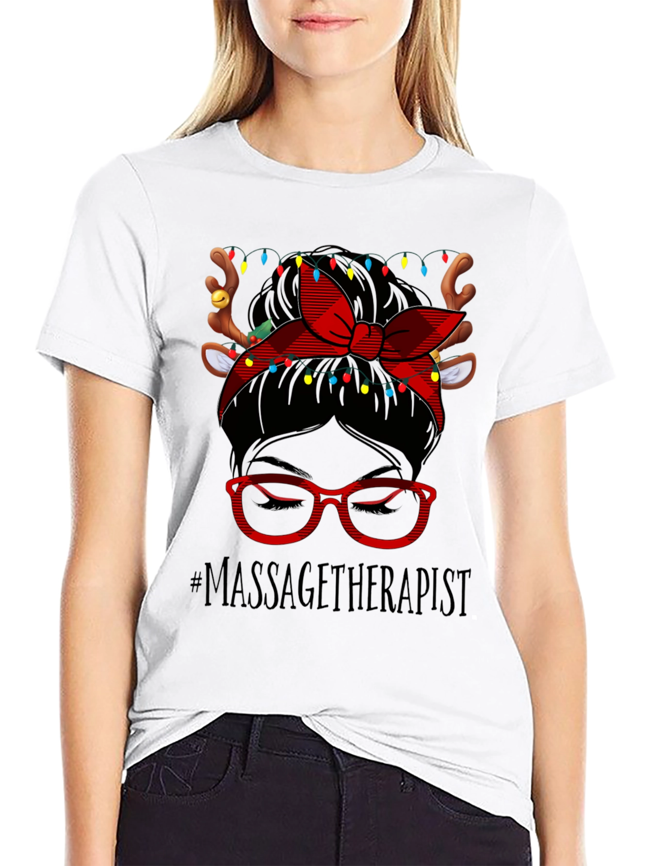 Massage Therapist Reindeer Christmas T-Shirt