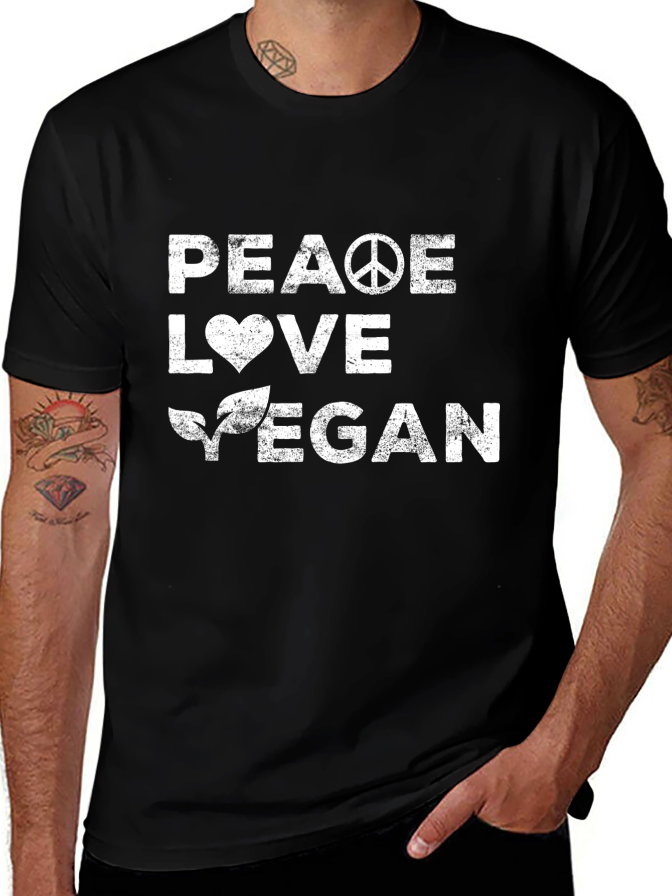 Peace Love Vegan T-Shirt - Unisex Black Tee