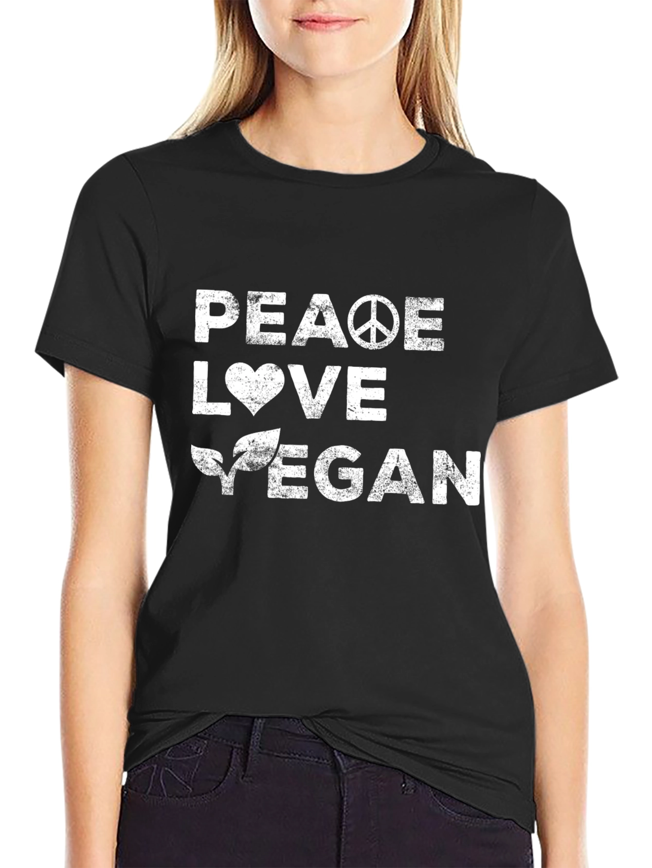 Peace Love Vegan T-Shirt - Unisex Black Tee