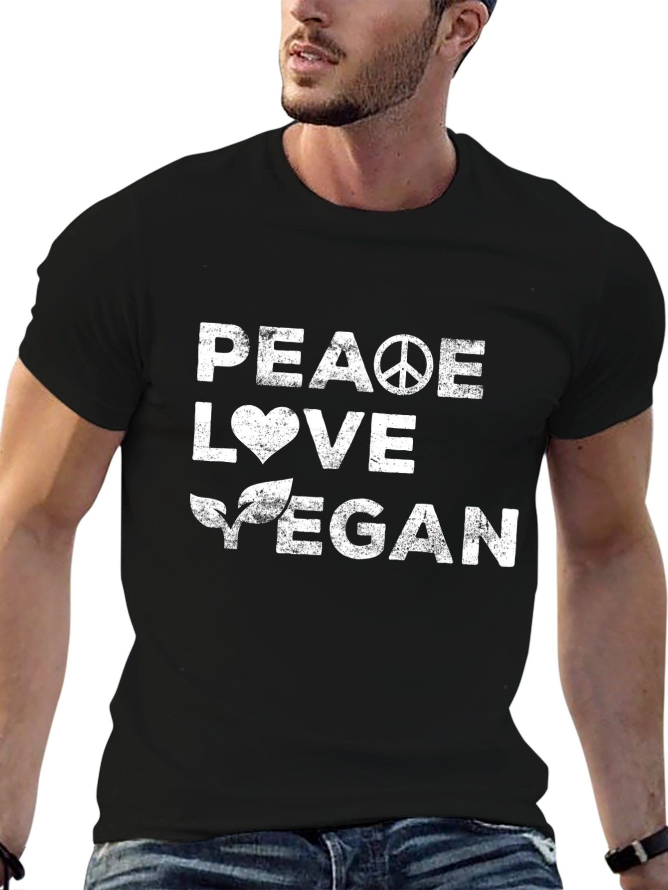 Peace Love Vegan T-Shirt - Unisex Black Tee
