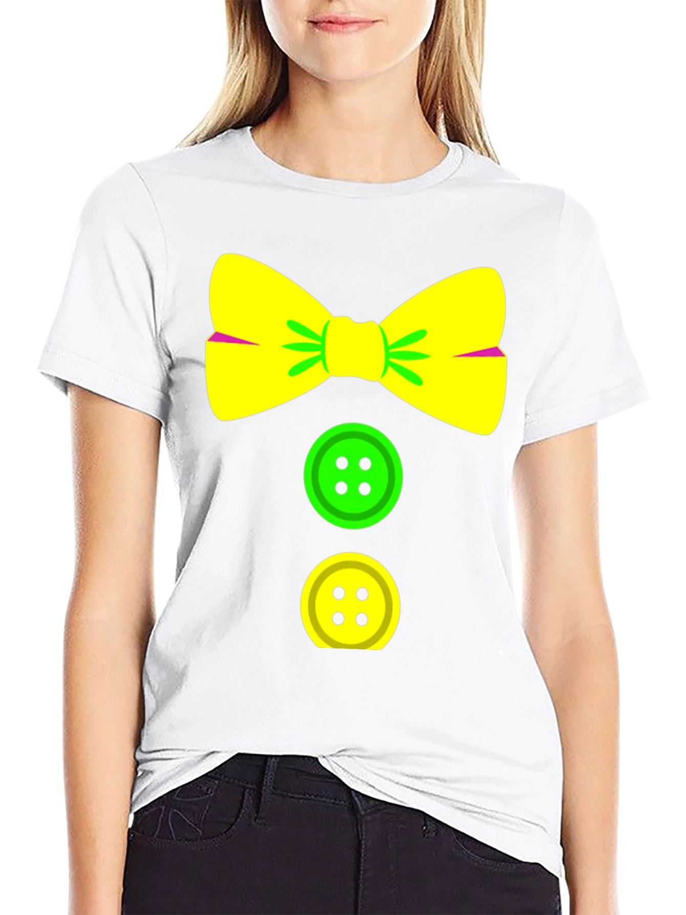 Clown Bow Tie & Buttons Graphic Tee - Black