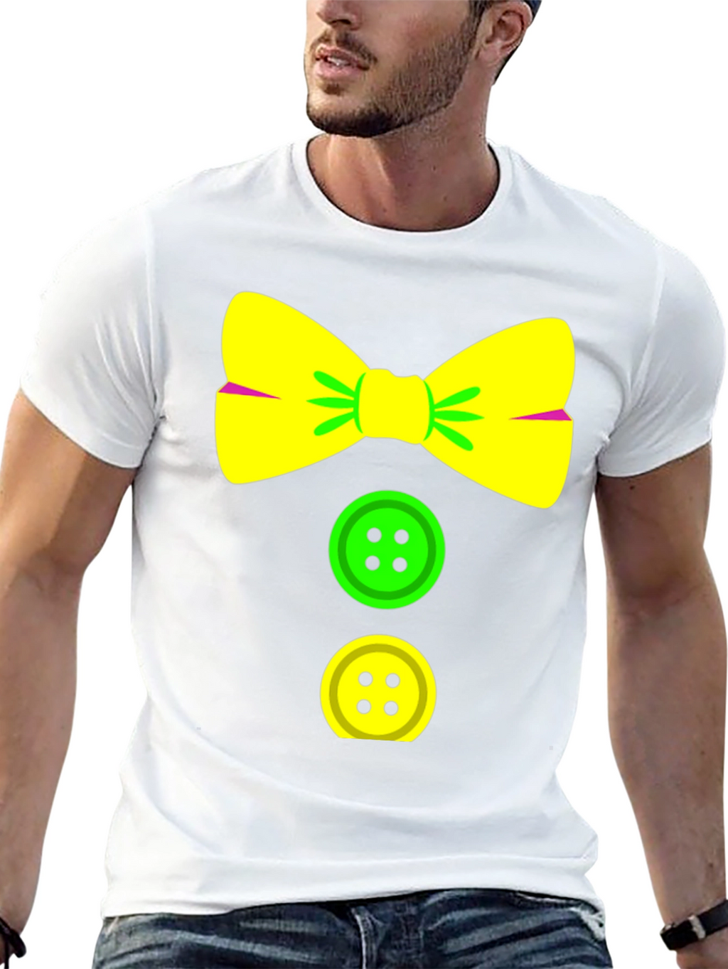Clown Bow Tie & Buttons Graphic Tee - Black