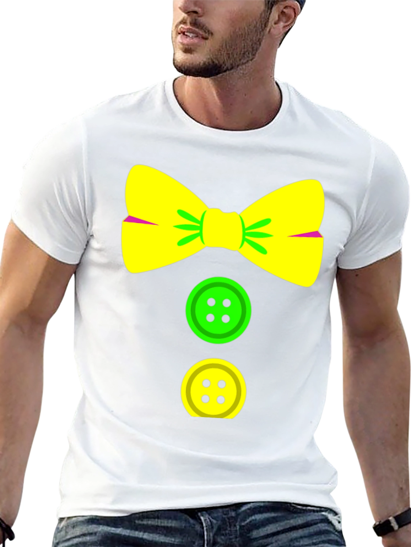 Clown Bow Tie & Buttons Graphic Tee - Black