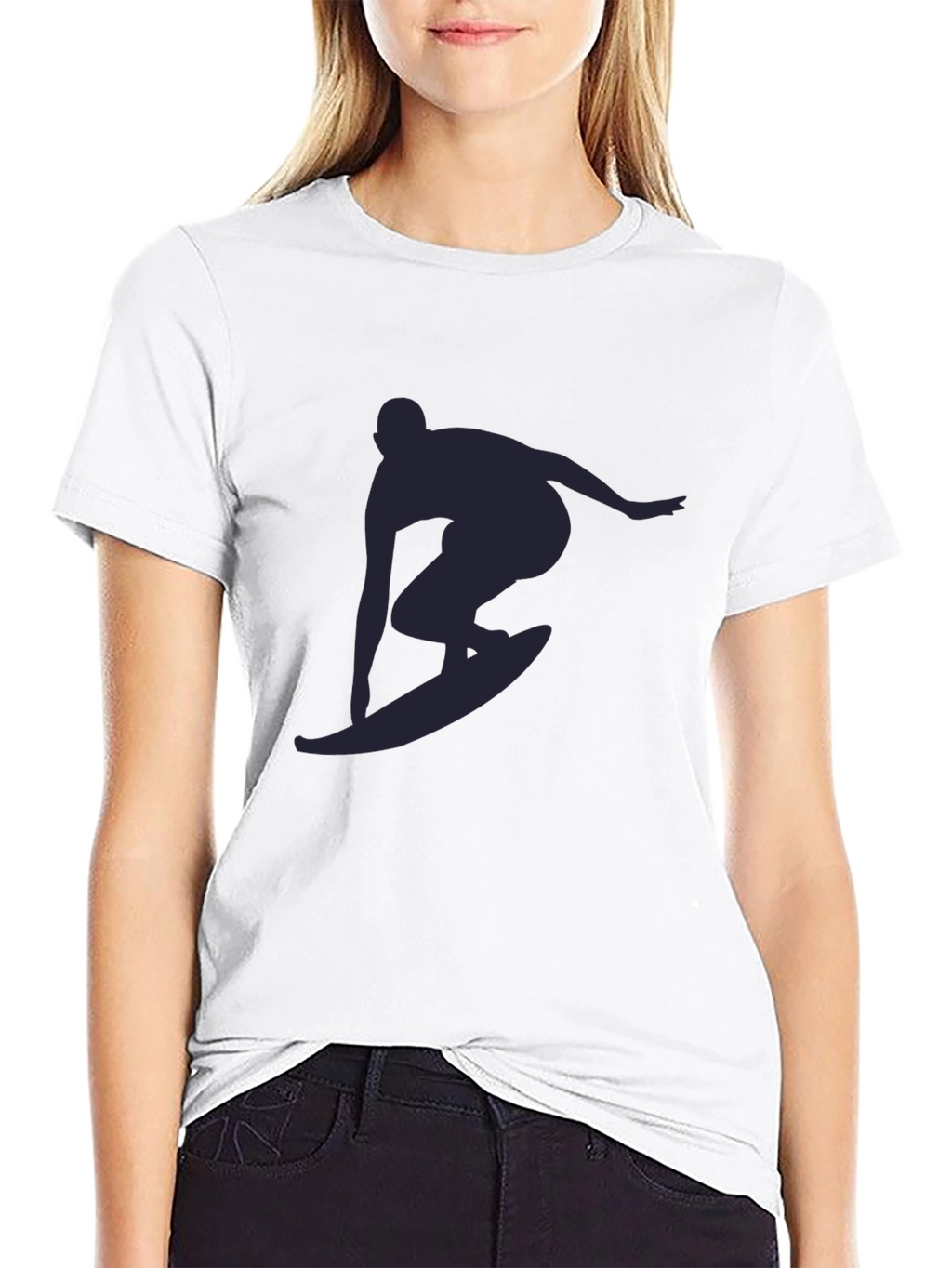 Surfer Silhouette Tee - Cool Black Cotton T-Shirt