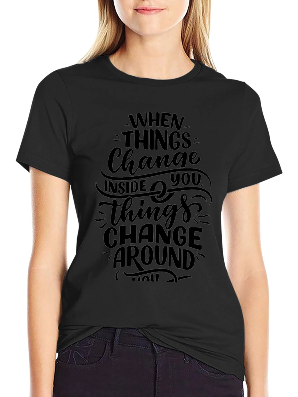 Inspirational Graphic Print Black T-Shirt