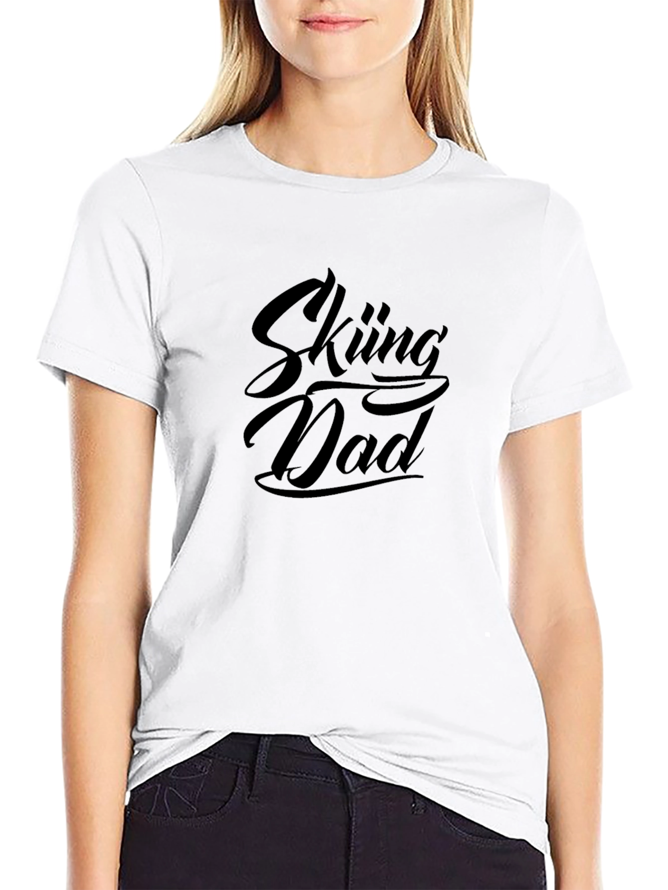 Skiing Dad Black Graphic Tee Shirt