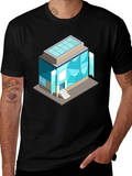 Geometric Building Graphic Tee - Isometric Architecture Shirt