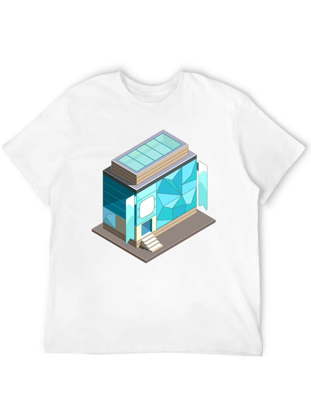 Geometric Building Graphic Tee - Isometric Architecture Shirt